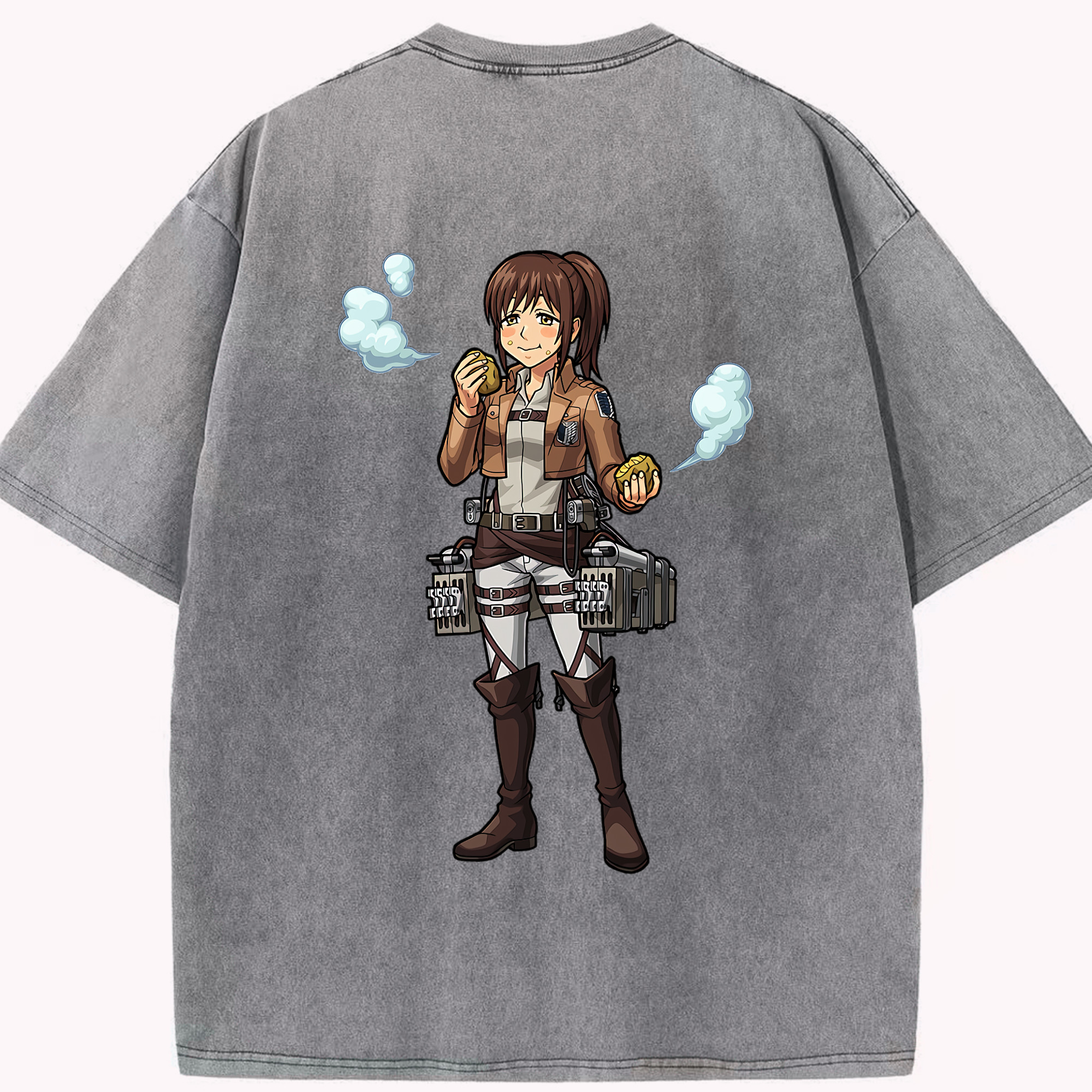 （画像用） 進撃の巨人 サシャ·ブラウス Attack on Titan Sasha Blaus 綿100% ヴィンテージ風 半袖Tシャツ（背面プリント）