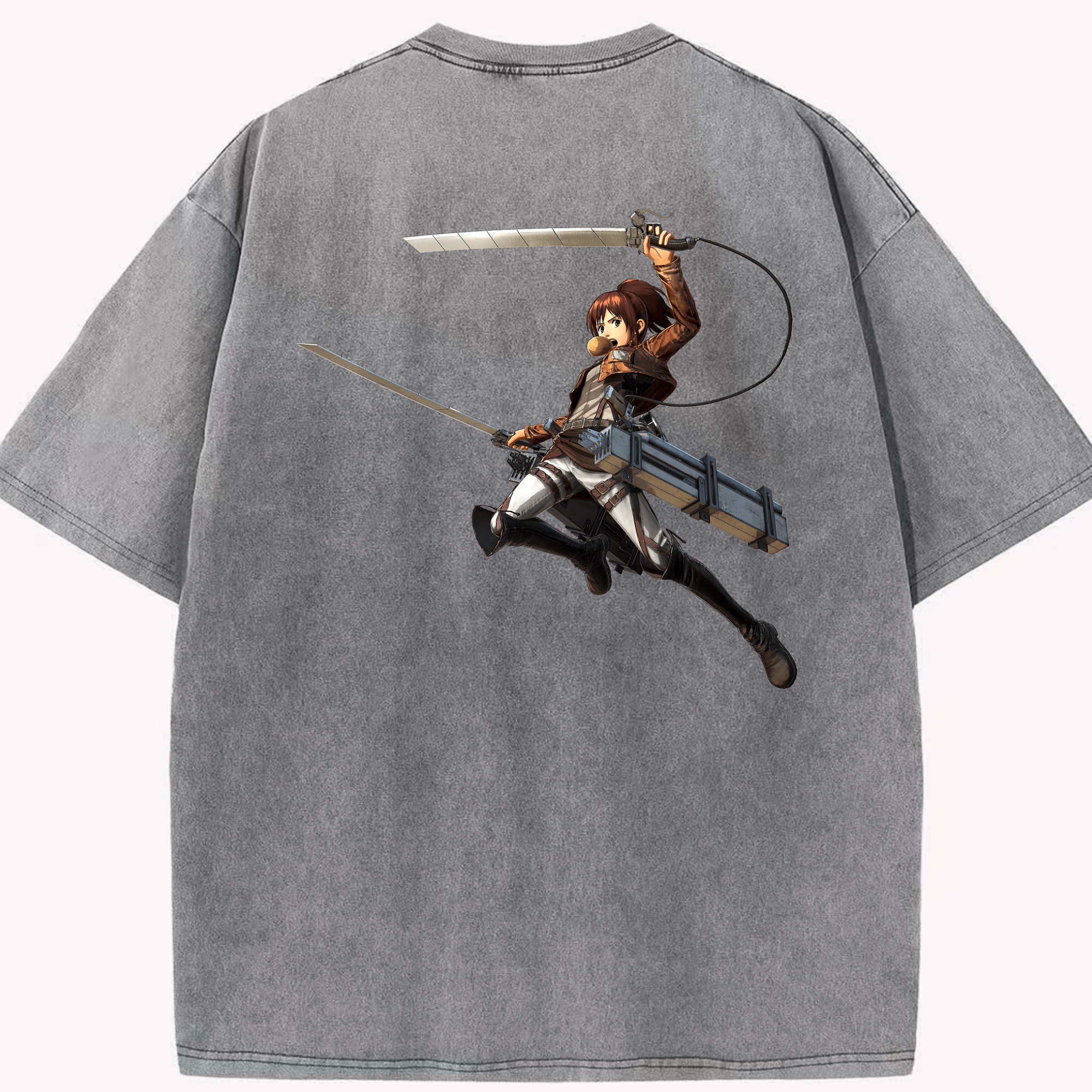 （画像用） 進撃の巨人 サシャ·ブラウス Attack on Titan Sasha Blaus 綿100% ヴィンテージ風 半袖Tシャツ（背面プリント）