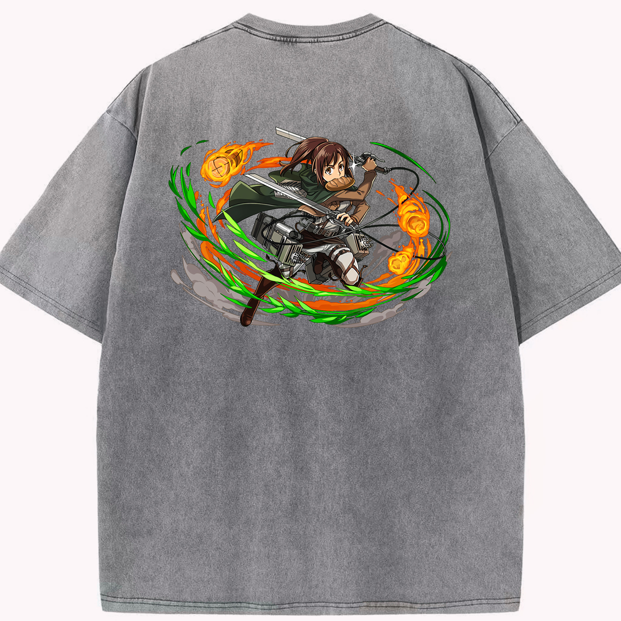 （画像用） 進撃の巨人 サシャ·ブラウス Attack on Titan Sasha Blaus 綿100% ヴィンテージ風 半袖Tシャツ（背面プリント）