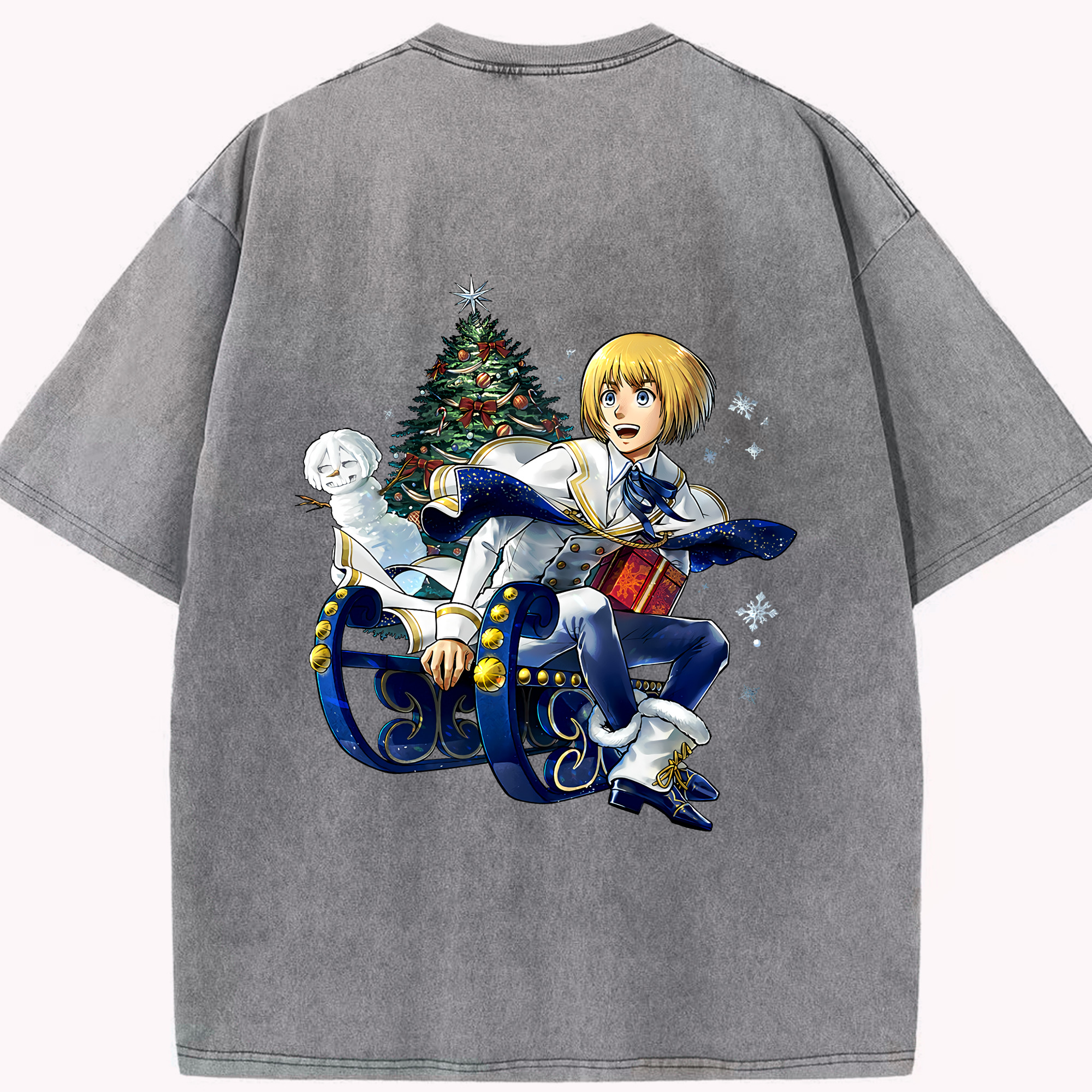 （画像用） 進撃の巨人 アルミン·アルレルト Attack on Titan Armin Arlert 綿100% ヴィンテージ風 半袖Tシャツ（背面プリント）