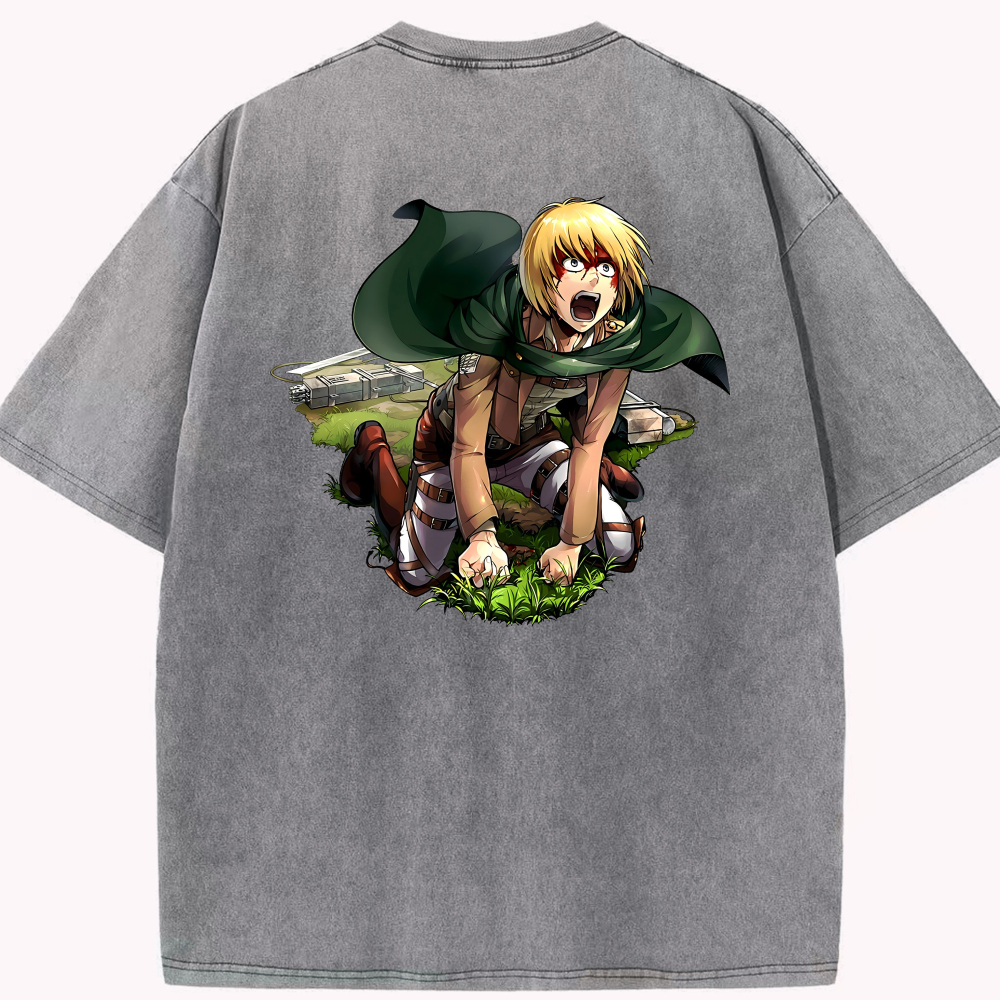 （画像用） 進撃の巨人 アルミン·アルレルト Attack on Titan Armin Arlert 綿100% ヴィンテージ風 半袖Tシャツ（背面プリント）