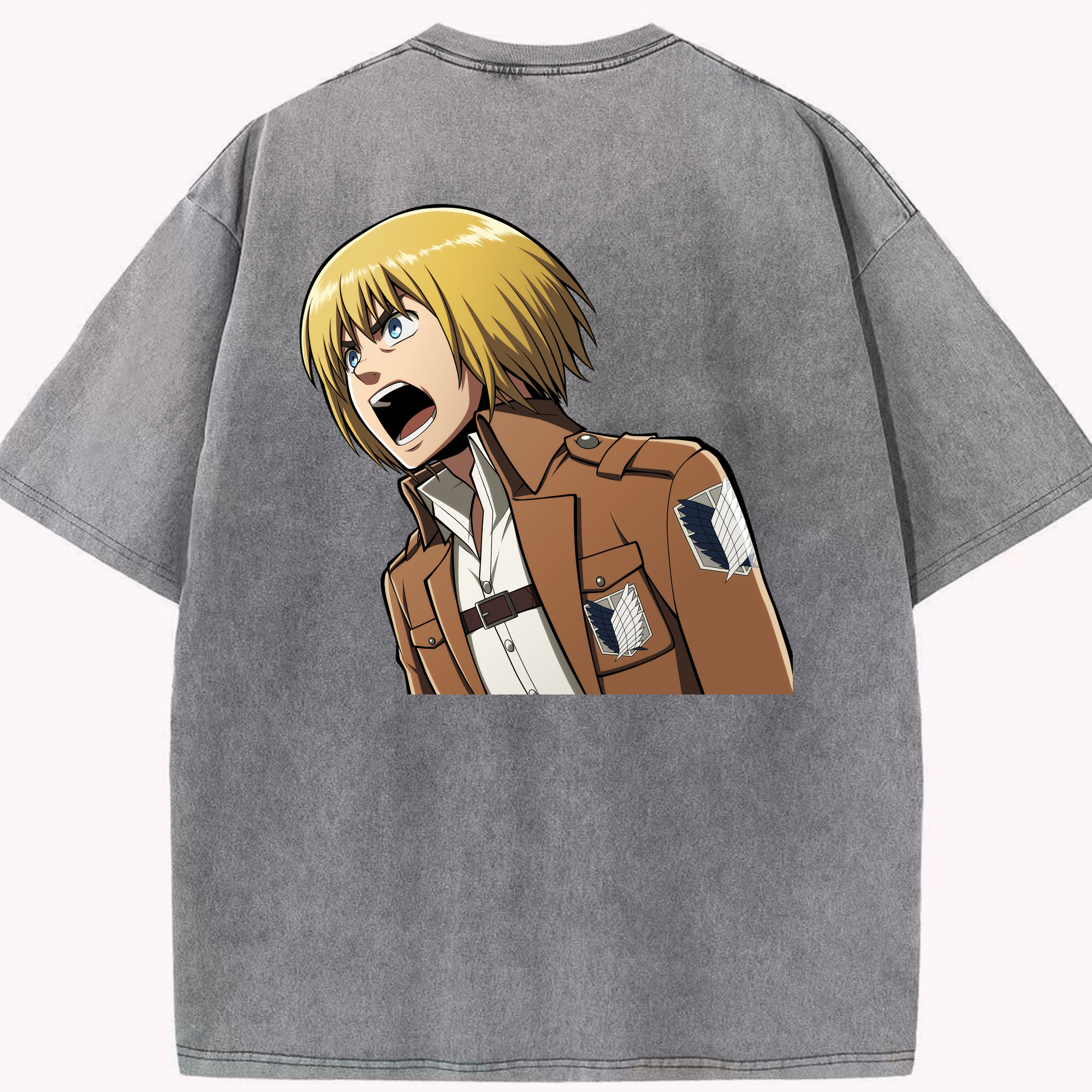 （画像用） 進撃の巨人 アルミン·アルレルト Attack on Titan Armin Arlert 綿100% ヴィンテージ風 半袖Tシャツ（背面プリント）