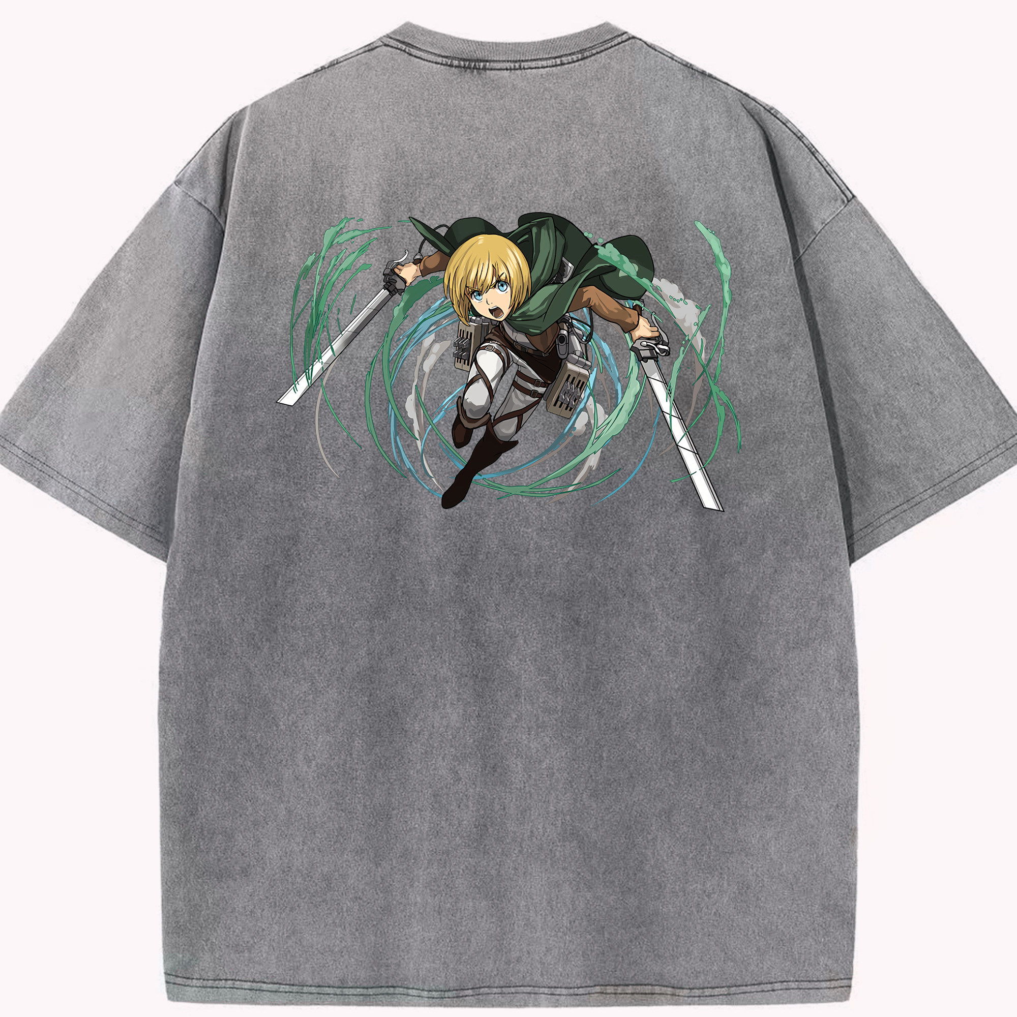 （画像用） 進撃の巨人 アルミン·アルレルト Attack on Titan Armin Arlert 綿100% ヴィンテージ風 半袖Tシャツ（背面プリント）