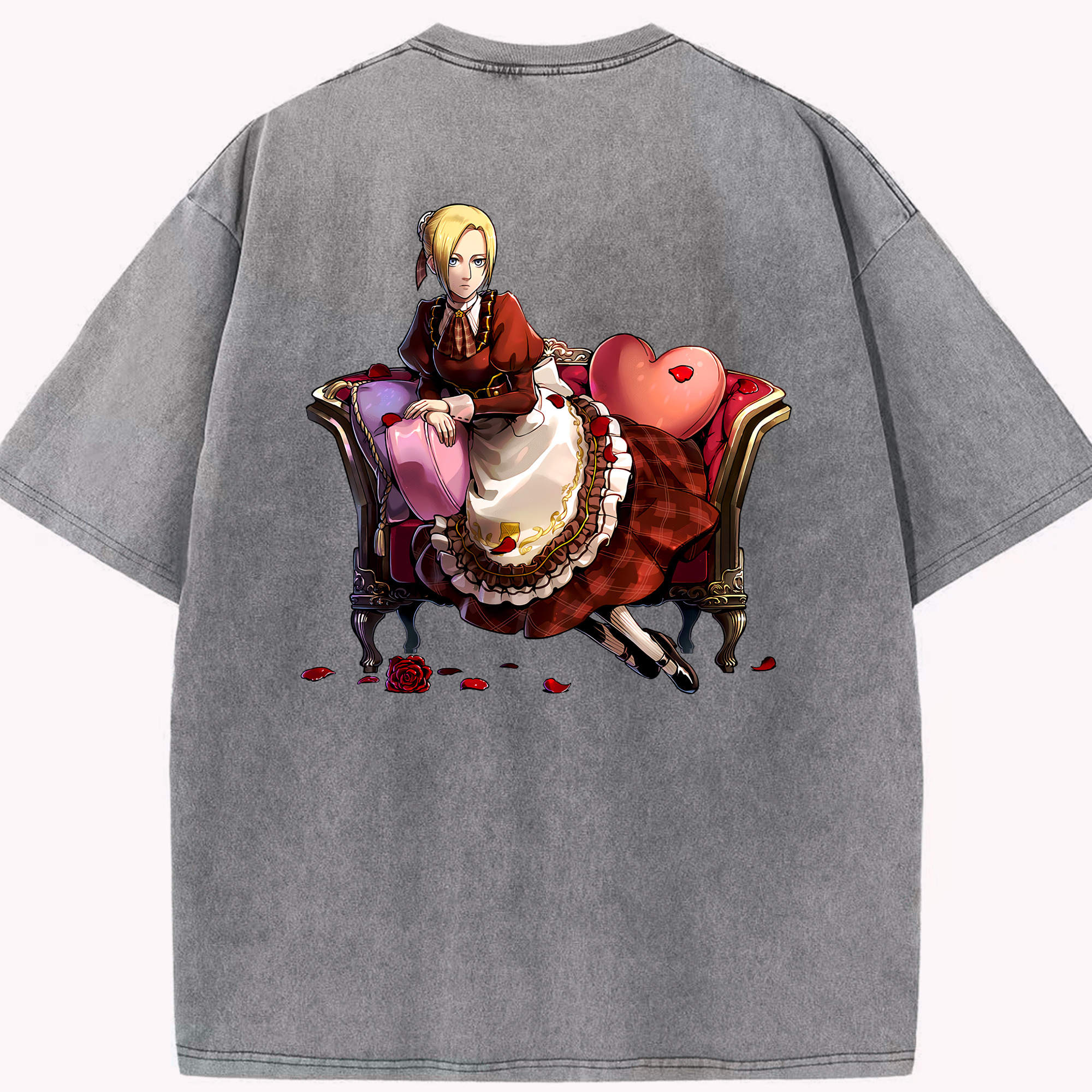 （画像用） 進撃の巨人 アニ・レオンハート Attack on Titan Annie Leonhart 綿100% ヴィンテージ風 半袖Tシャツ（背面プリント）