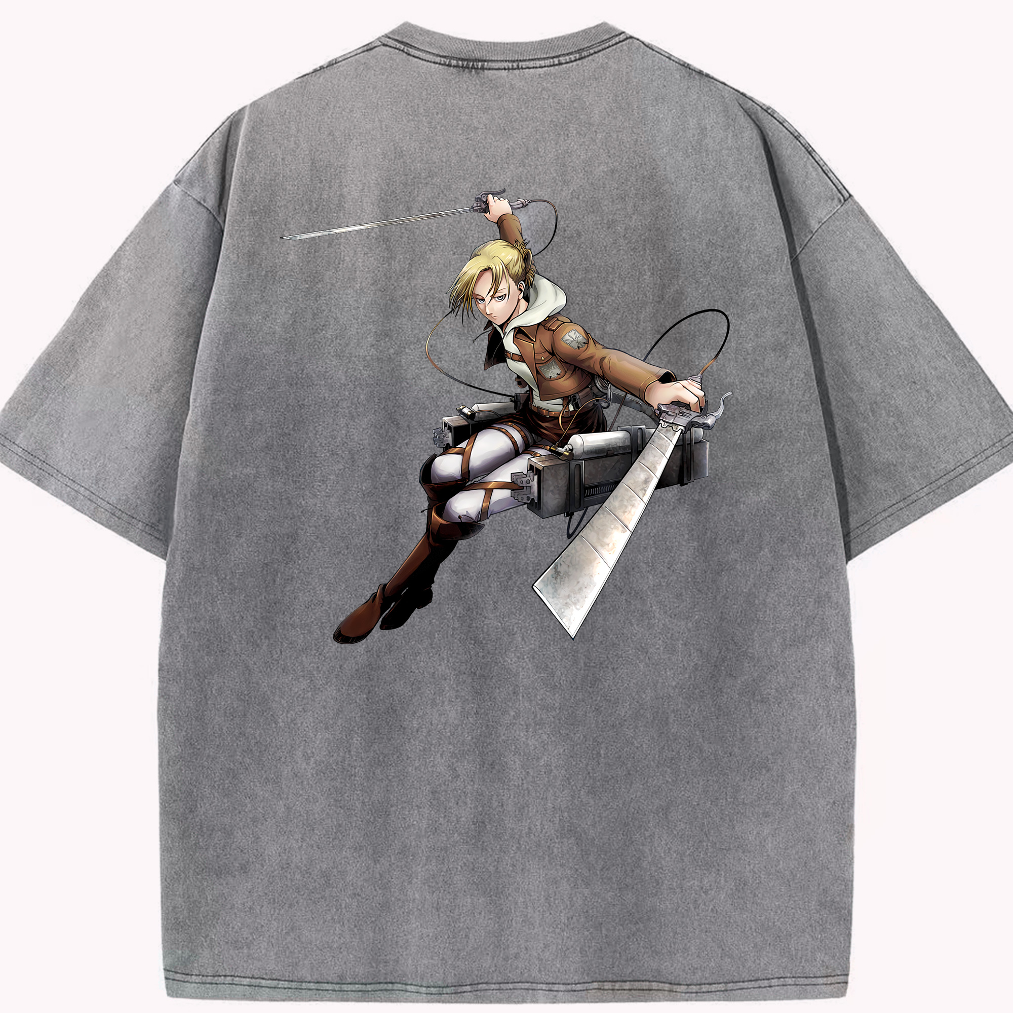 （画像用） 進撃の巨人 アニ・レオンハート Attack on Titan Annie Leonhart 綿100% ヴィンテージ風 半袖Tシャツ（背面プリント）