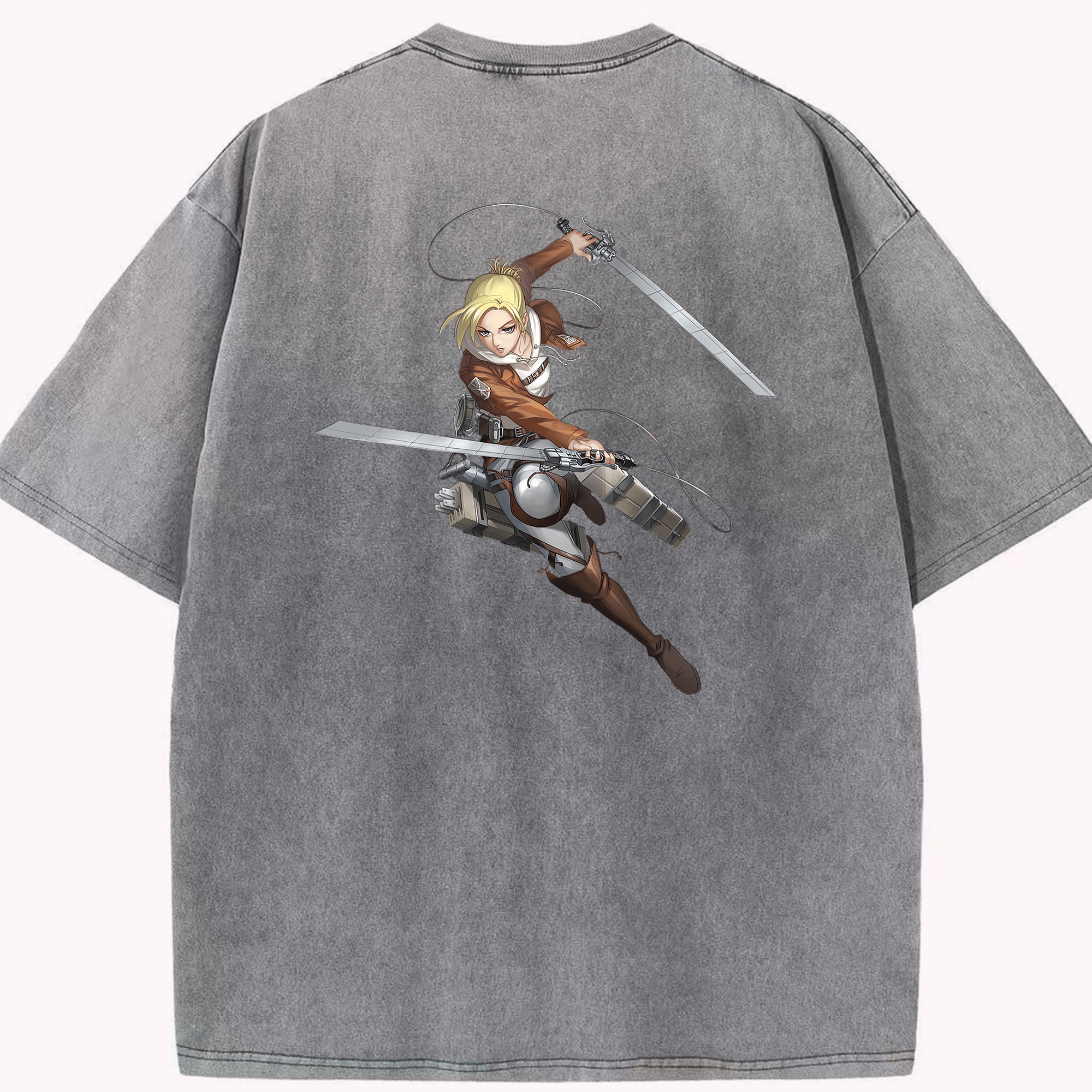 （画像用） 進撃の巨人 アニ・レオンハート Attack on Titan Annie Leonhart 綿100% ヴィンテージ風 半袖Tシャツ（背面プリント）