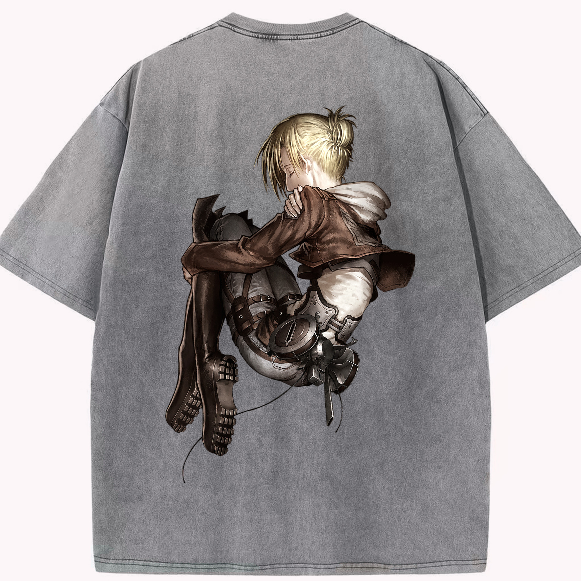 （画像用） 進撃の巨人 アニ・レオンハート Attack on Titan Annie Leonhart 綿100% ヴィンテージ風 半袖Tシャツ（背面プリント）