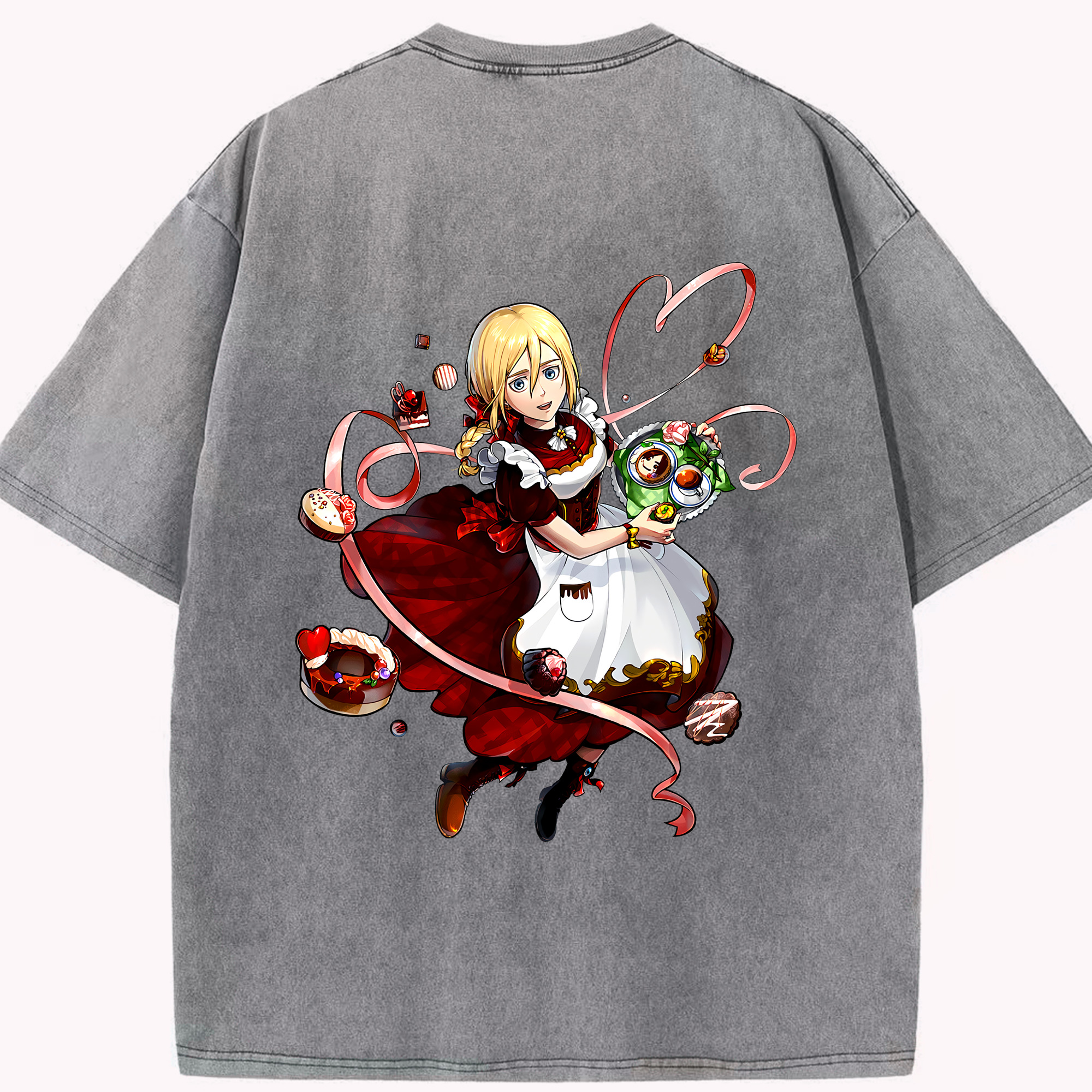 （画像用） 進撃の巨人 クリスタ·レンズ Attack on Titan Christa Lenz 綿100% ヴィンテージ風 半袖Tシャツ（背面プリント）