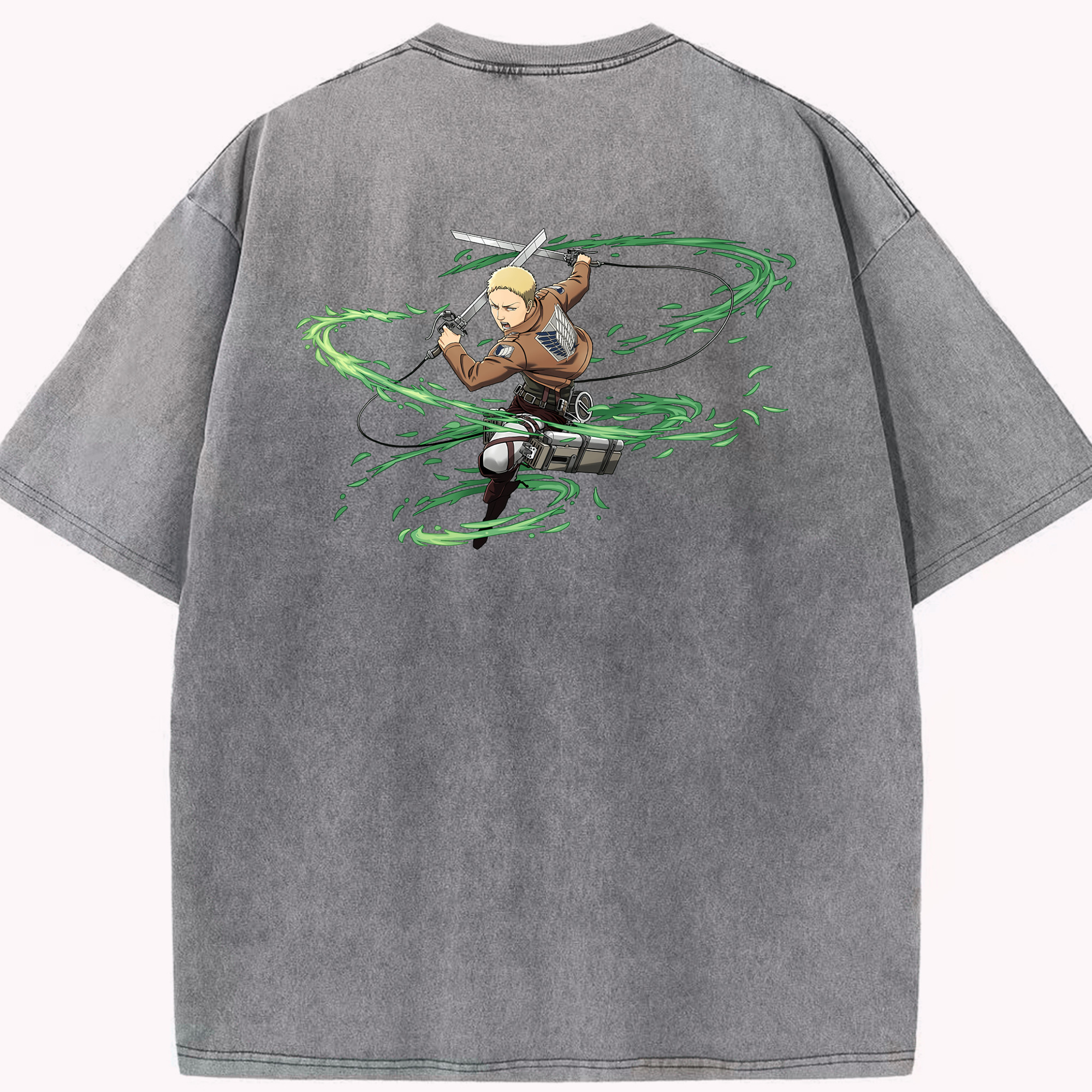 （画像用） 進撃の巨人 ライナー・ブラウン Attack on Titan Reiner Braun 綿100% ヴィンテージ風 半袖Tシャツ（背面プリント）
