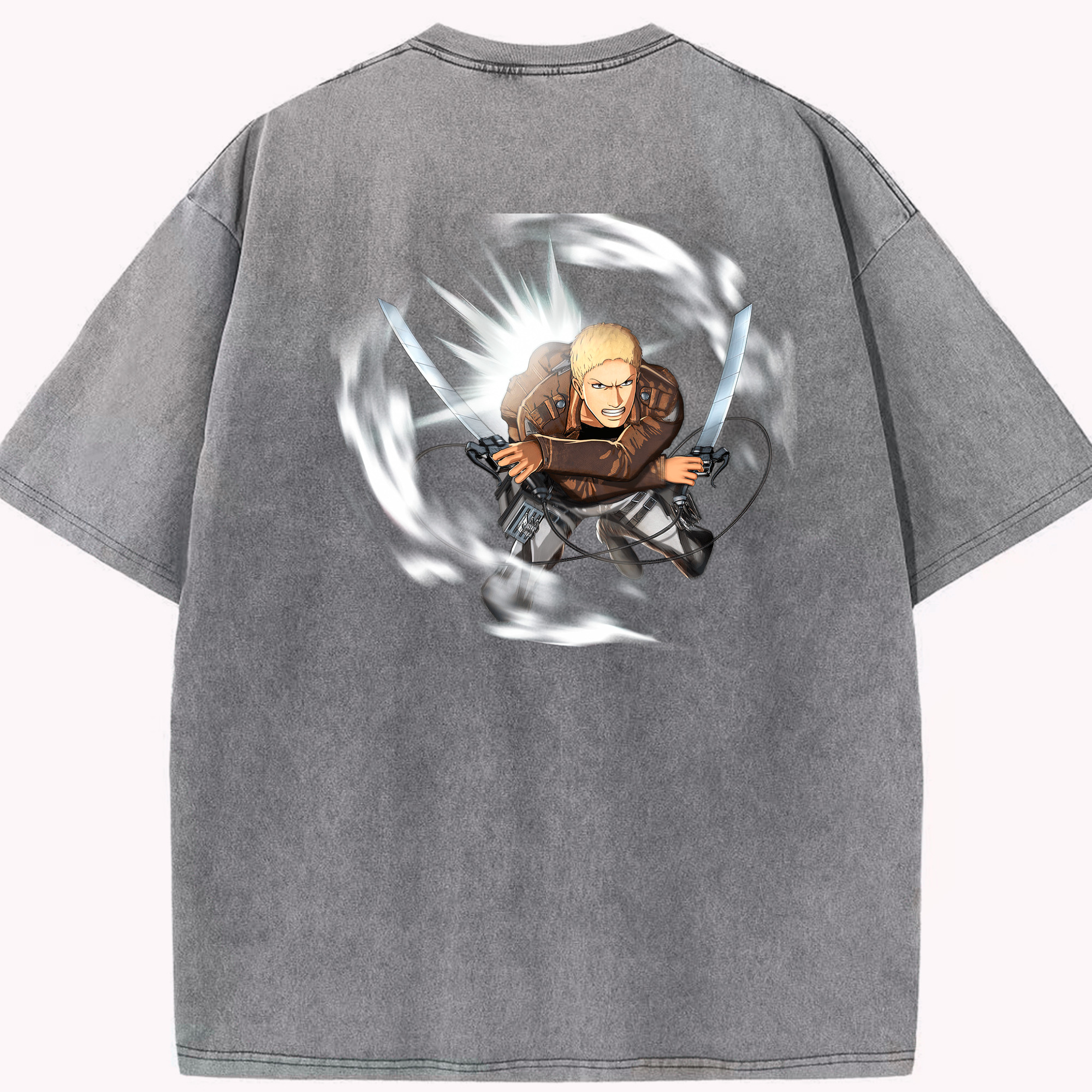 （画像用） 進撃の巨人 ライナー・ブラウン Attack on Titan Reiner Braun 綿100% ヴィンテージ風 半袖Tシャツ（背面プリント）