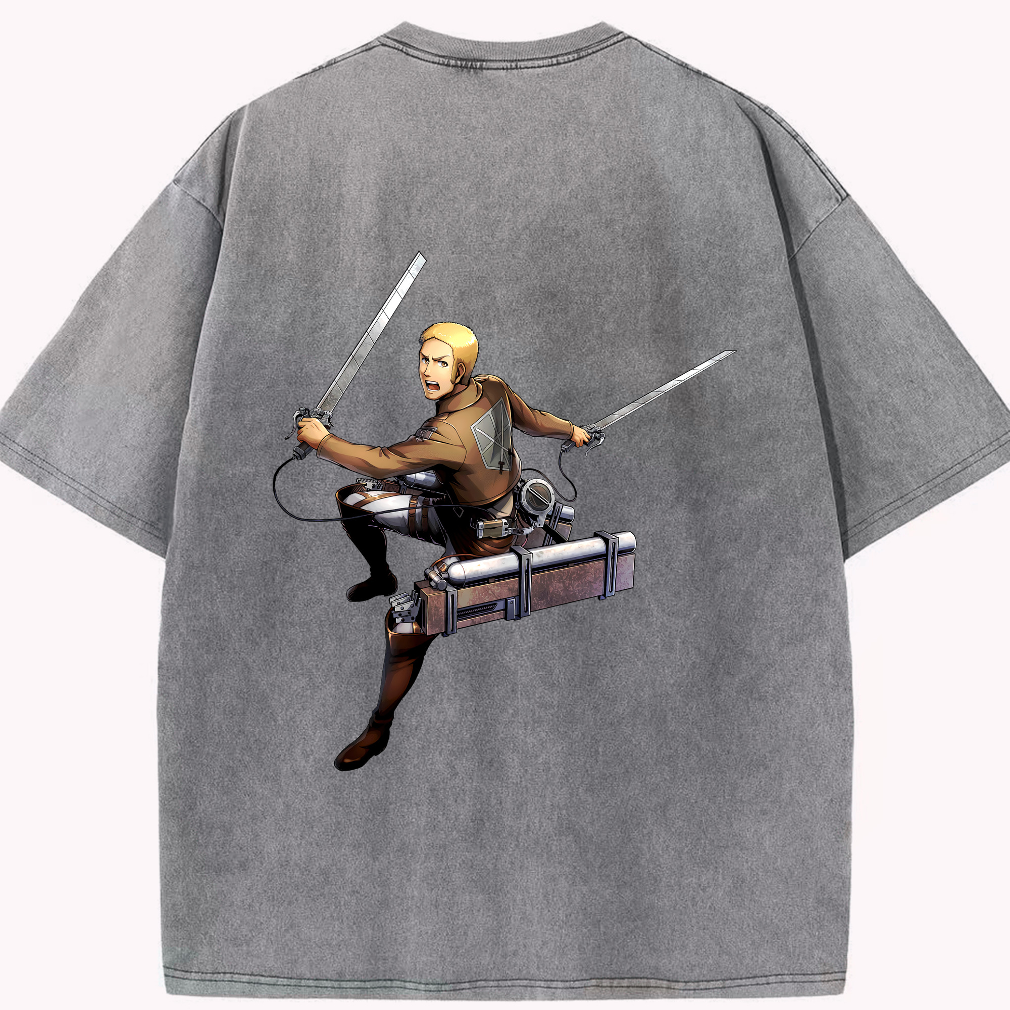 （画像用） 進撃の巨人 ライナー・ブラウン Attack on Titan Reiner Braun 綿100% ヴィンテージ風 半袖Tシャツ（背面プリント）