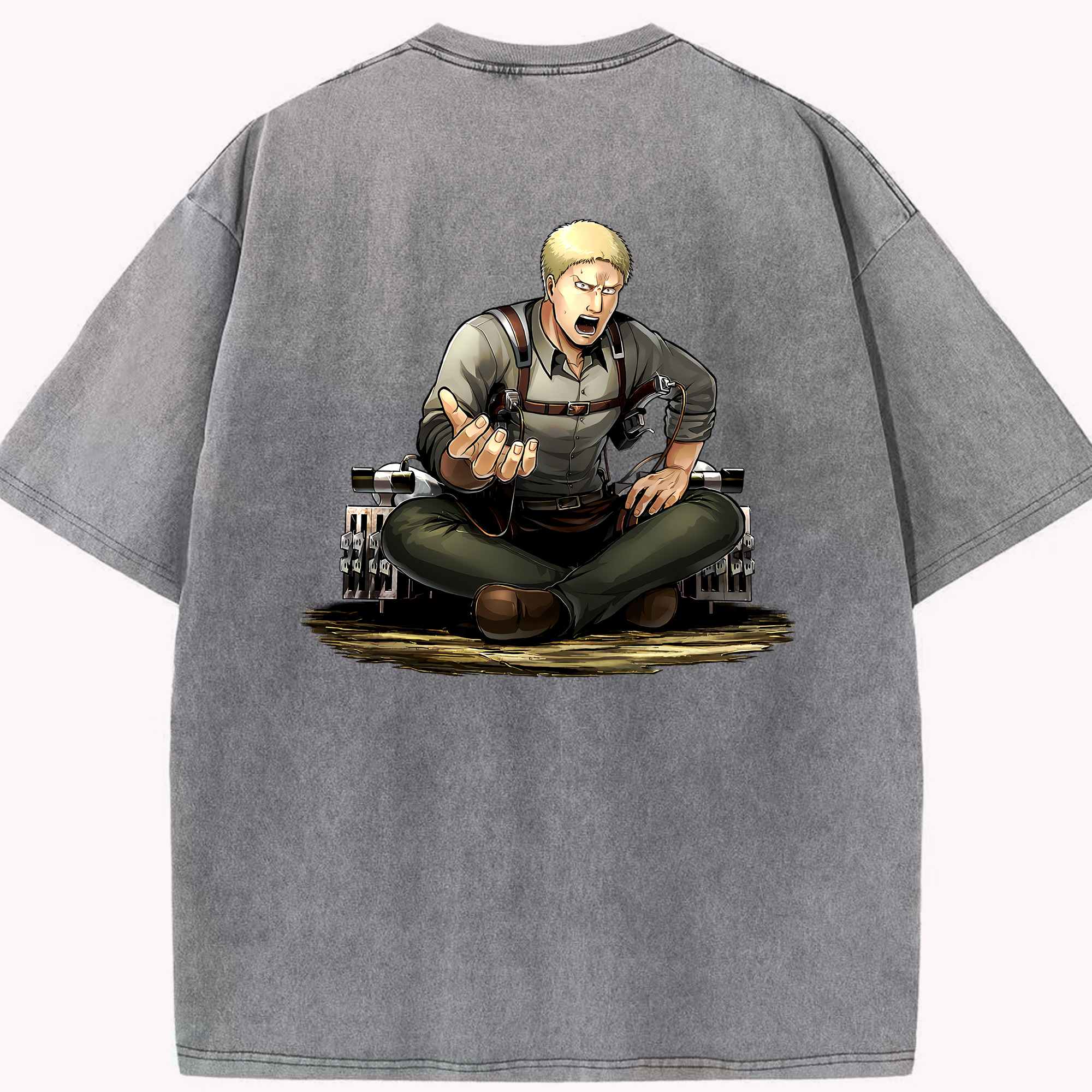 （画像用） 進撃の巨人 ライナー・ブラウン Attack on Titan Reiner Braun 綿100% ヴィンテージ風 半袖Tシャツ（背面プリント）