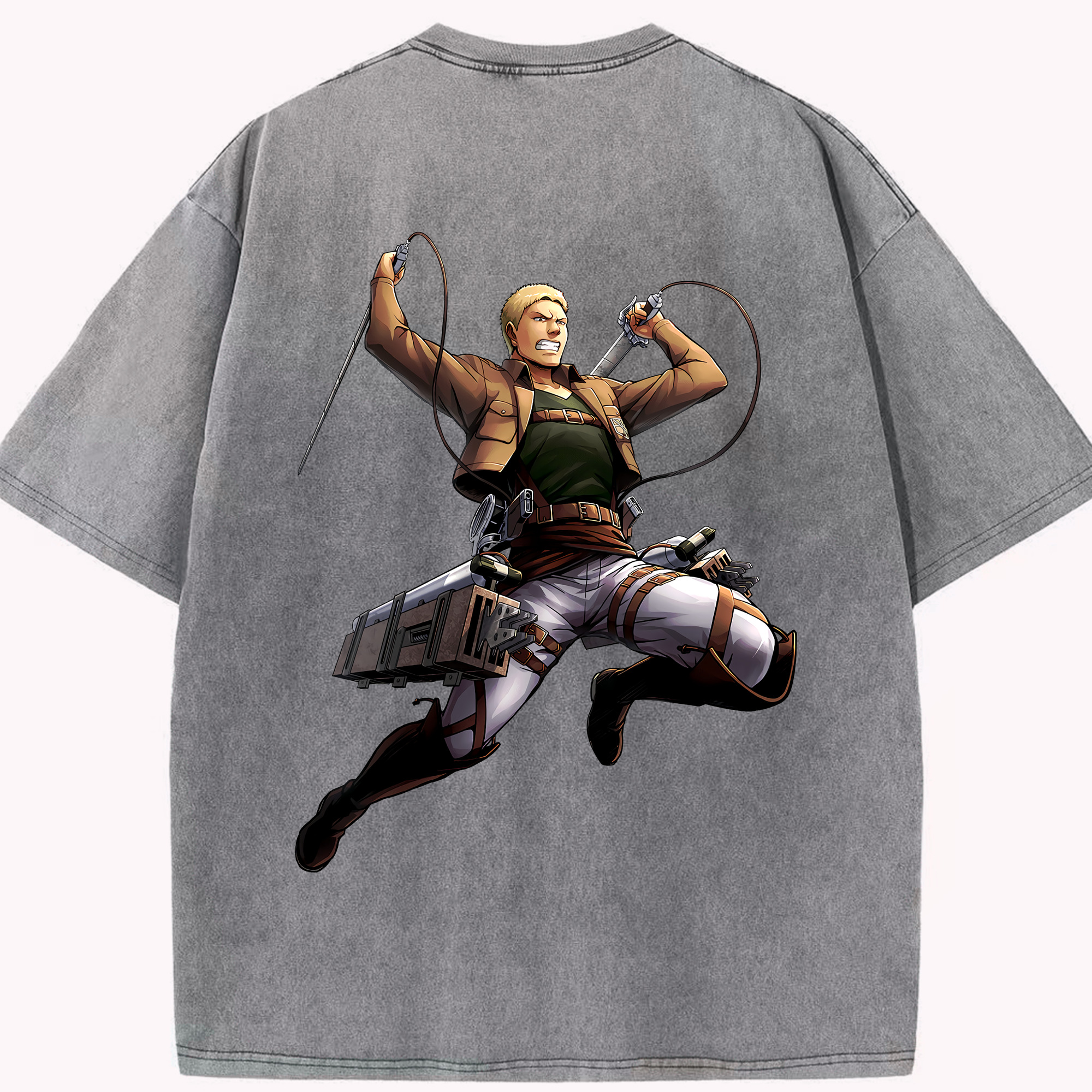 （画像用） 進撃の巨人 ライナー・ブラウン Attack on Titan Reiner Braun 綿100% ヴィンテージ風 半袖Tシャツ（背面プリント）