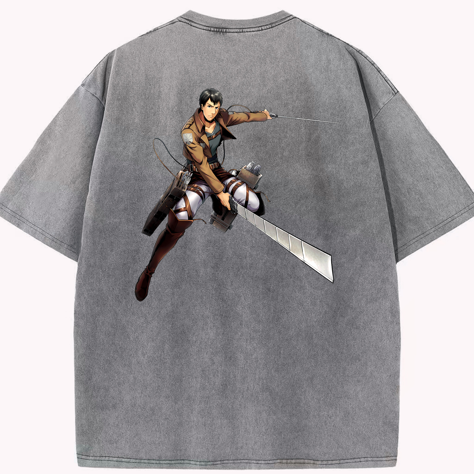 （画像用） 進撃の巨人 ベルトルト・フーバー Attack on Titan Bertholdt Hoover 綿100% ヴィンテージ風 半袖Tシャツ（背面プリント）