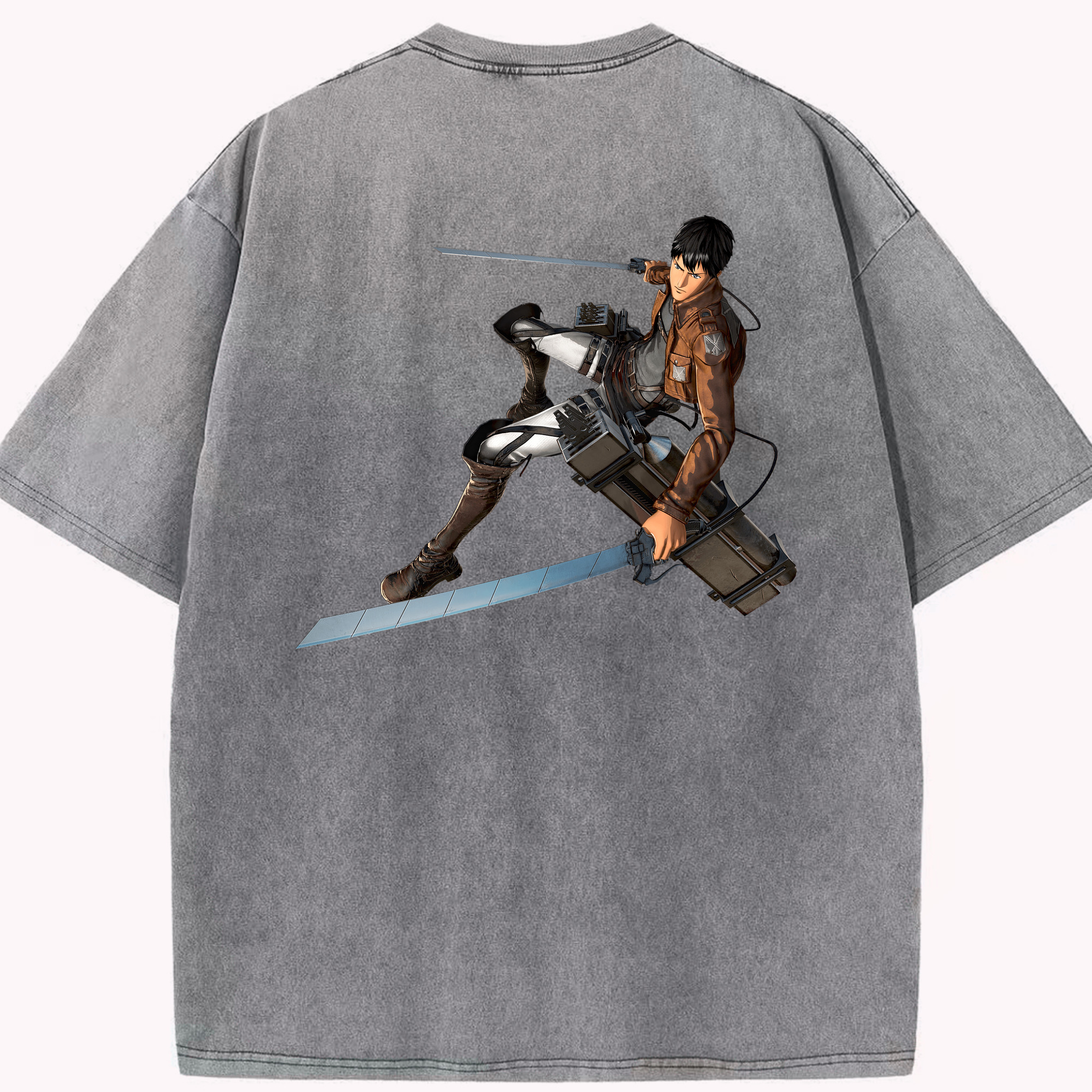 （画像用） 進撃の巨人 ベルトルト・フーバー Attack on Titan Bertholdt Hoover 綿100% ヴィンテージ風 半袖Tシャツ（背面プリント）