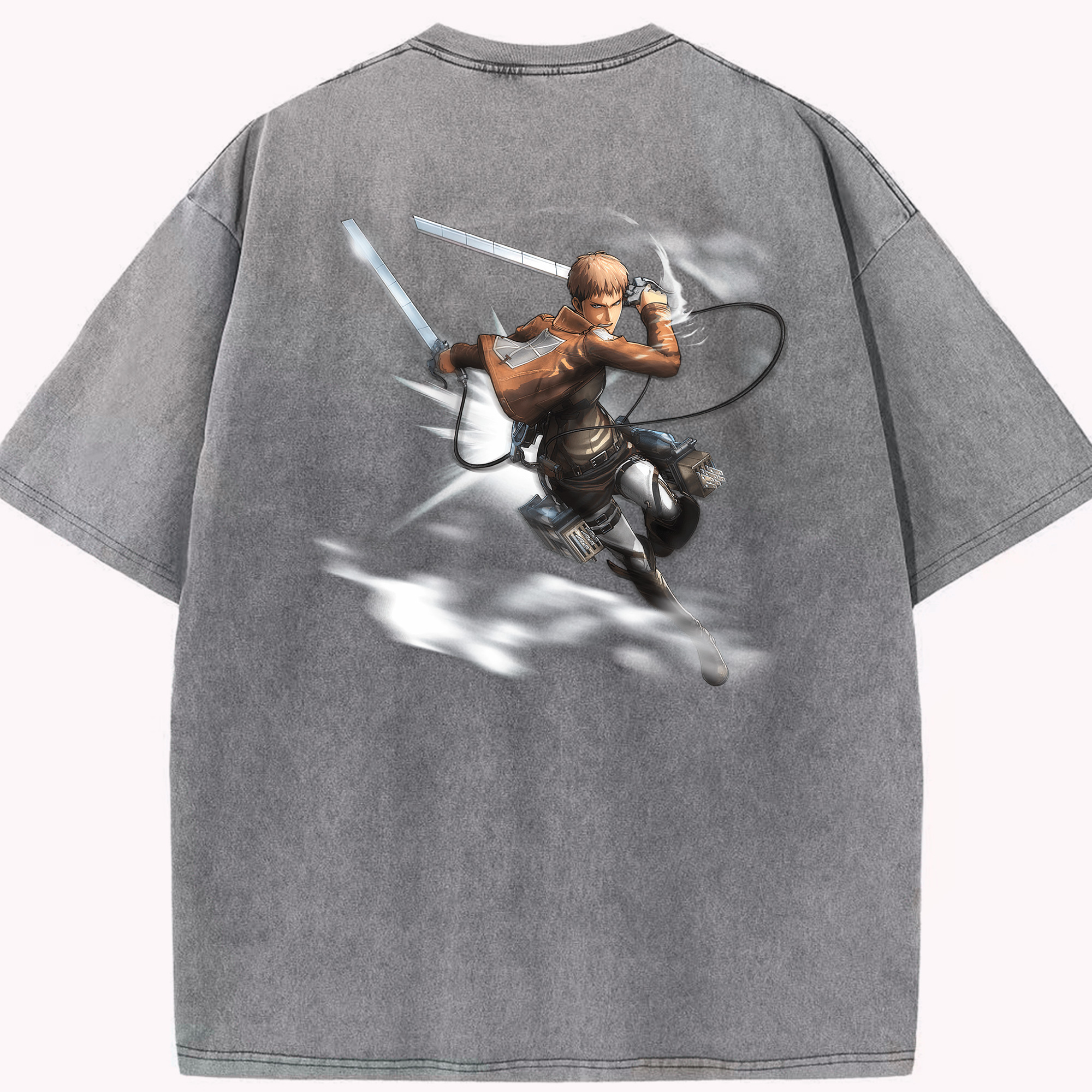 （画像用） 進撃の巨人 ジャン・キルシュタイン Attack on Titan Jean Kirstein 綿100% ヴィンテージ風 半袖Tシャツ（背面プリント）