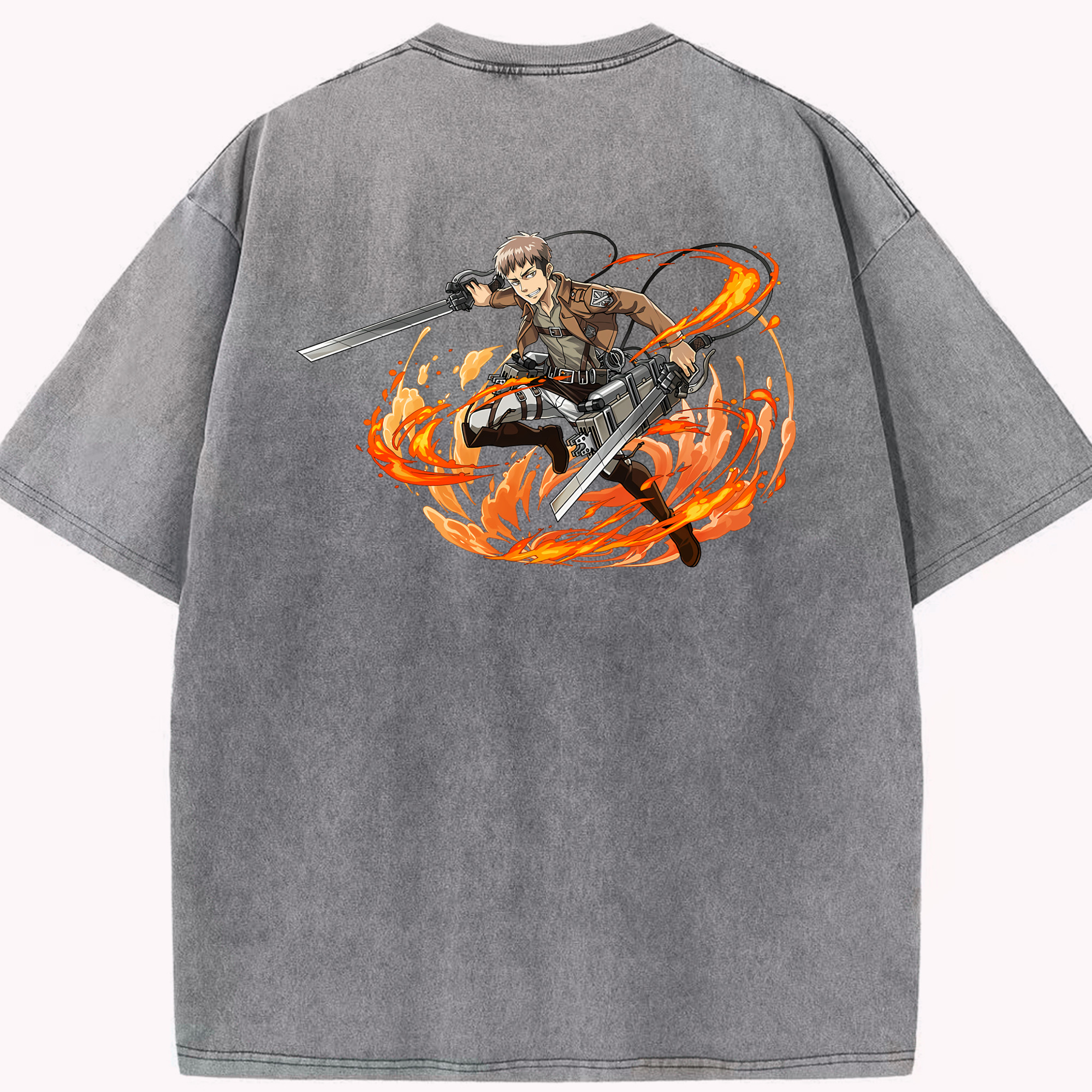 （画像用） 進撃の巨人 ジャン・キルシュタイン Attack on Titan Jean Kirstein 綿100% ヴィンテージ風 半袖Tシャツ（背面プリント）