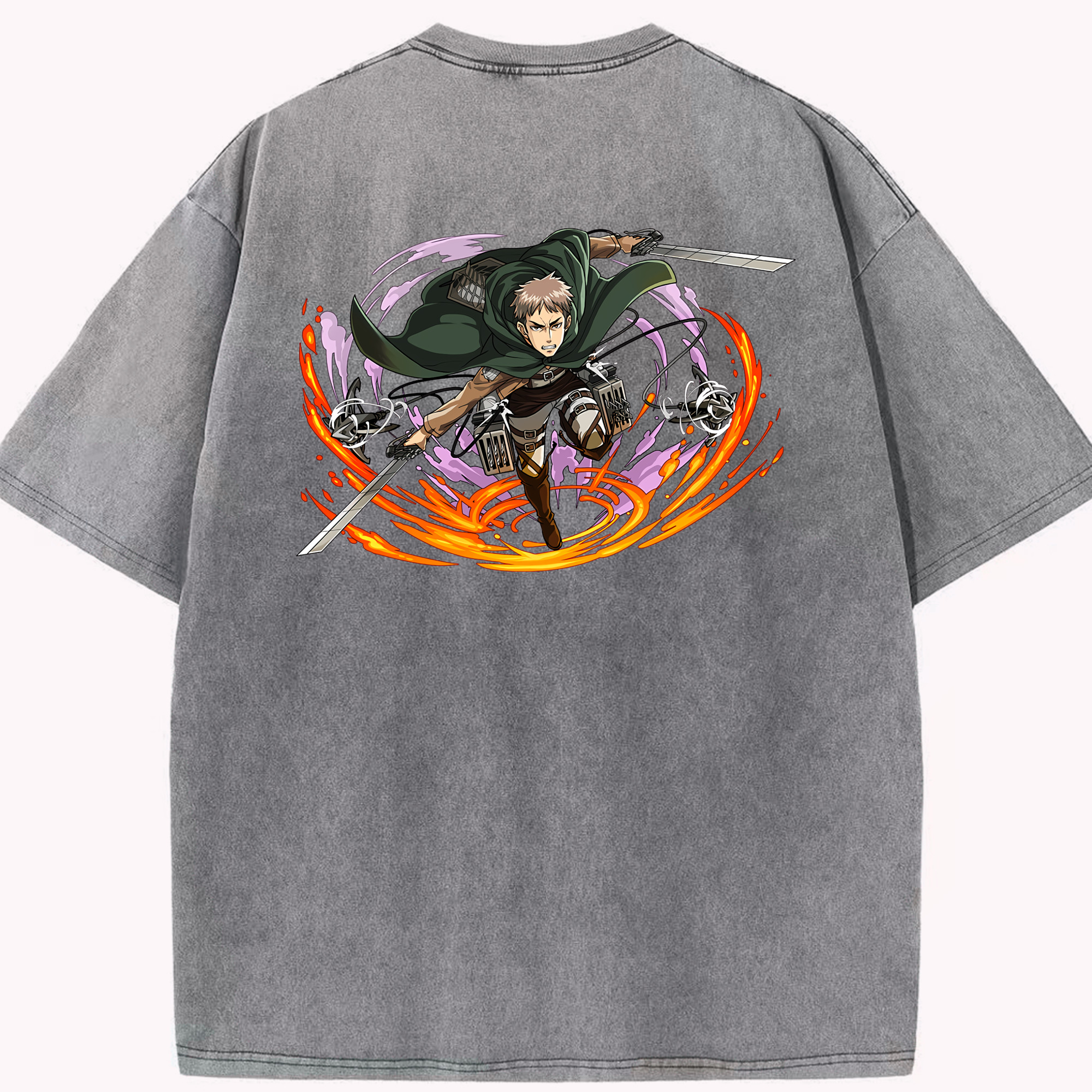 （画像用） 進撃の巨人 ジャン・キルシュタイン Attack on Titan Jean Kirstein 綿100% ヴィンテージ風 半袖Tシャツ（背面プリント）