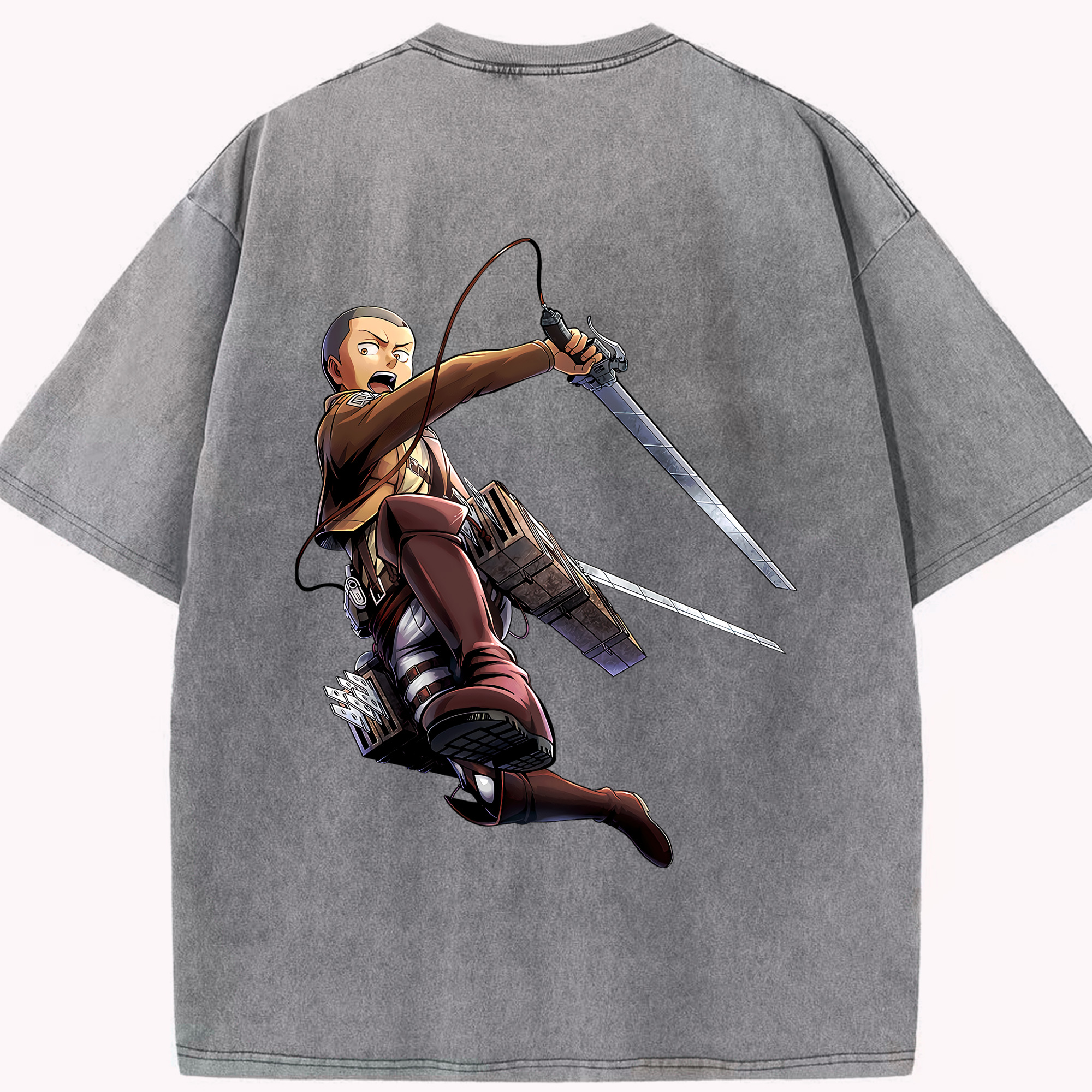 （画像用） 進撃の巨人 コニー·スプリンガー Attack on Titan Connie Springer 綿100% ヴィンテージ風 半袖Tシャツ（背面プリント）