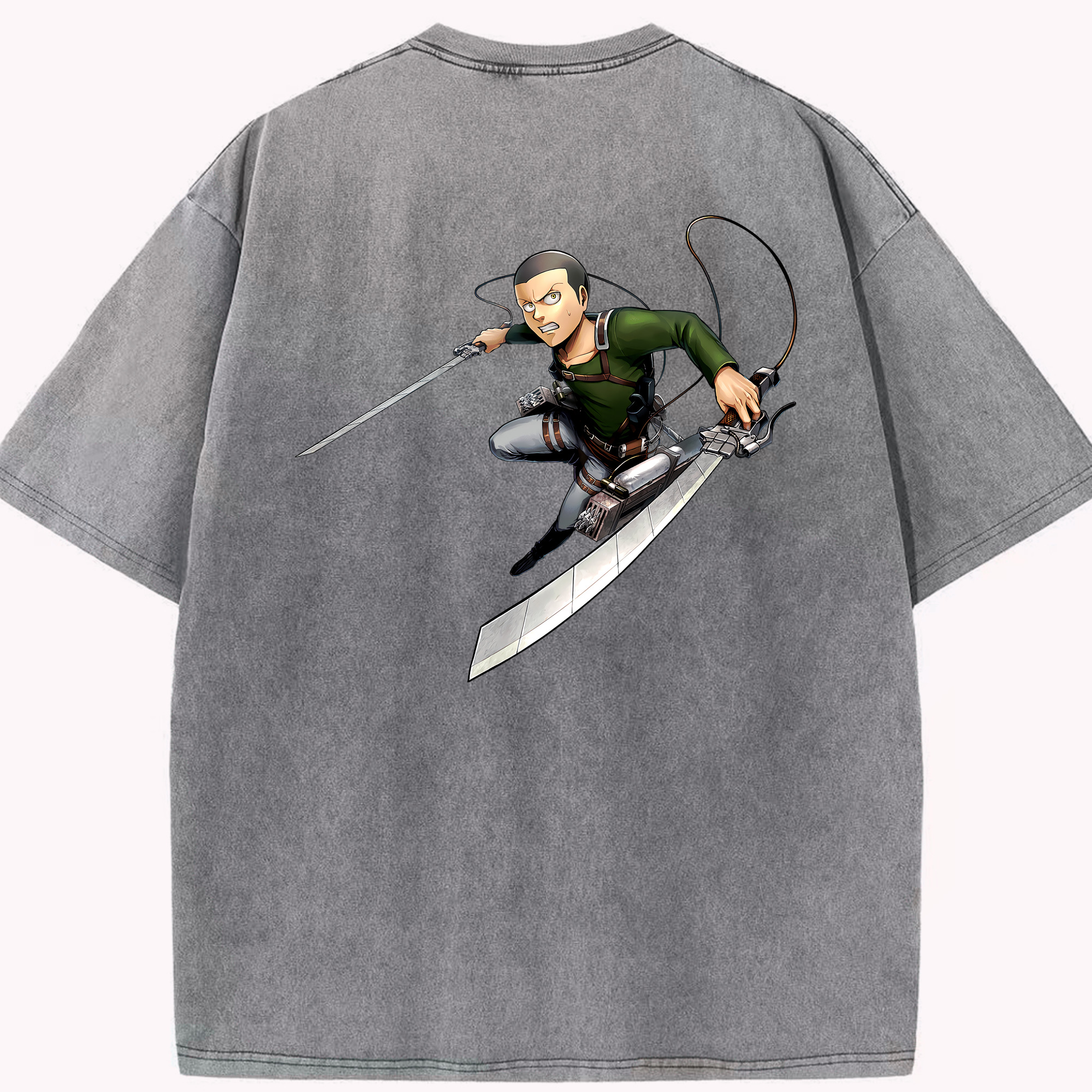 （画像用） 進撃の巨人 コニー·スプリンガー Attack on Titan Connie Springer 綿100% ヴィンテージ風 半袖Tシャツ（背面プリント）