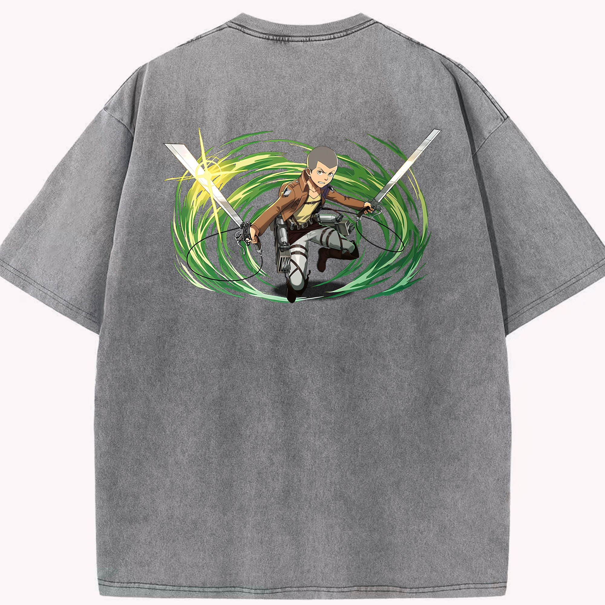 （画像用） 進撃の巨人 コニー·スプリンガー Attack on Titan Connie Springer 綿100% ヴィンテージ風 半袖Tシャツ（背面プリント）