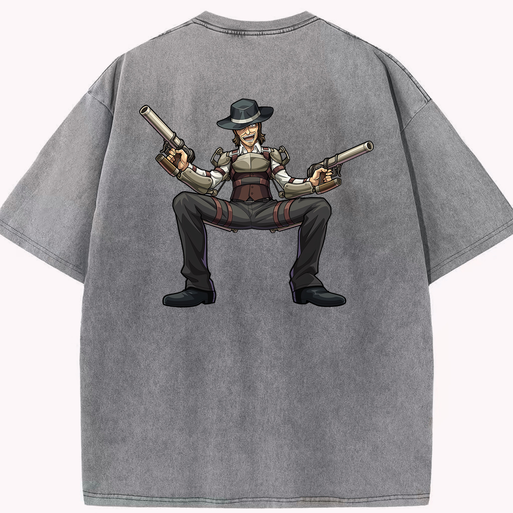 （画像用） 進撃の巨人 ケニー·アッカーマン Attack on Titan Kenny Ackerman 綿100% ヴィンテージ風 半袖Tシャツ（背面プリント）