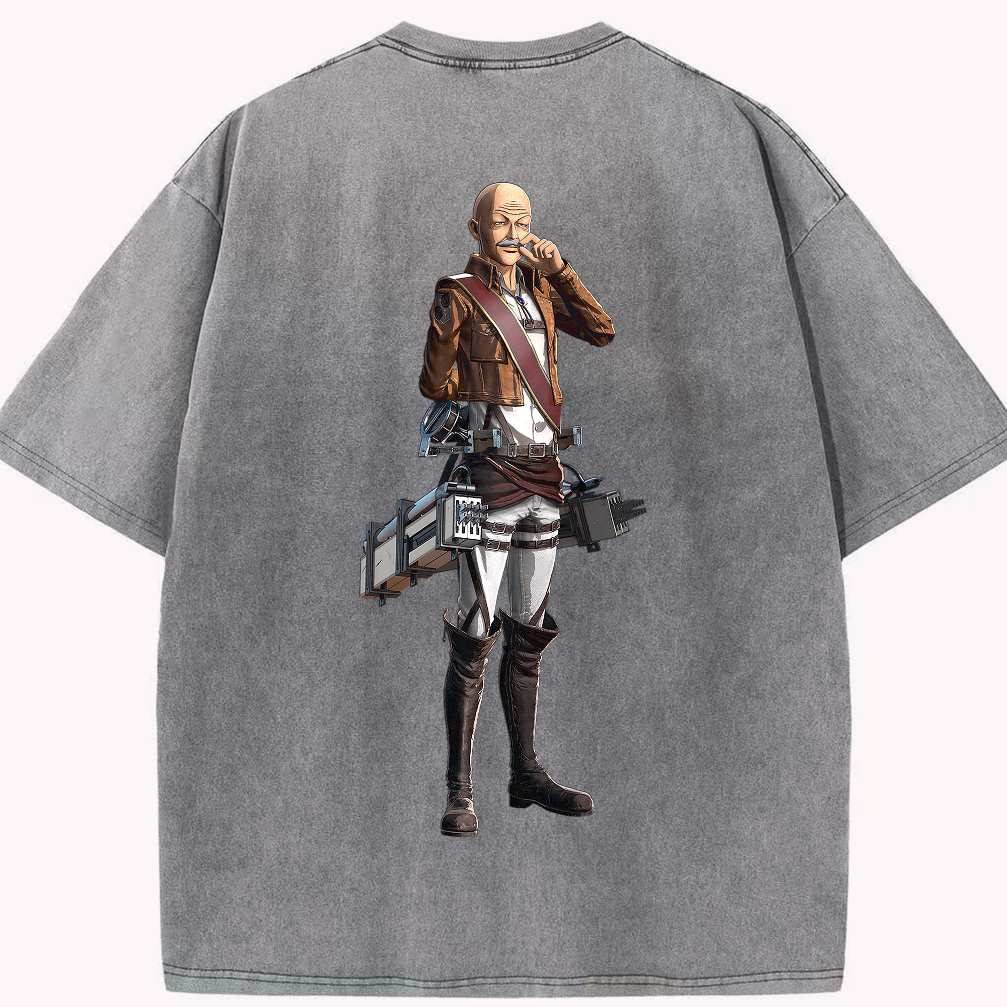 （画像用） 進撃の巨人 ドット·ピクシス Attack on Titan Dot Pixis 綿100% ヴィンテージ風 半袖Tシャツ（背面プリント）