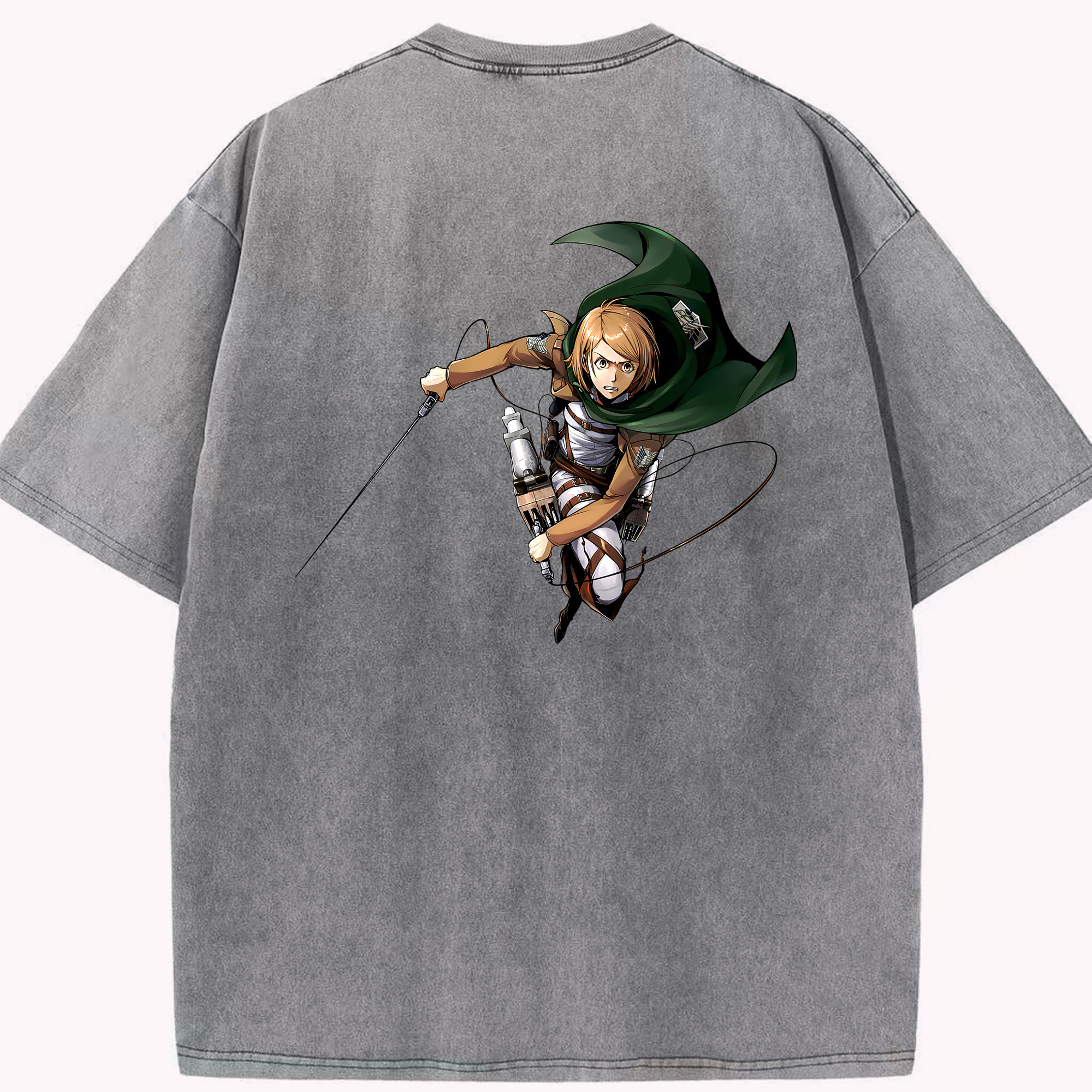 （画像用） 進撃の巨人 ペトラ·ラル Attack on Titan Petra Rall 綿100% ヴィンテージ風 半袖Tシャツ（背面プリント）