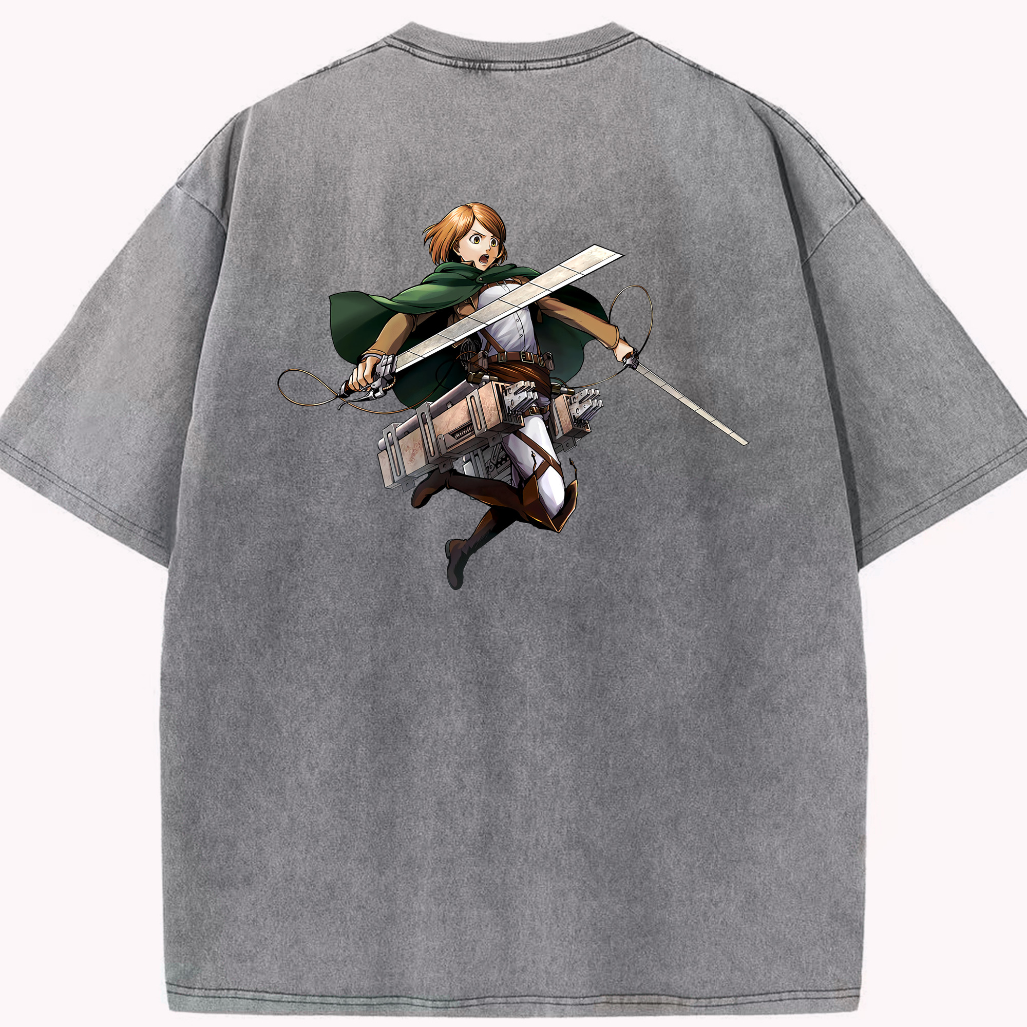 （画像用） 進撃の巨人 ペトラ·ラル Attack on Titan Petra Rall 綿100% ヴィンテージ風 半袖Tシャツ（背面プリント）
