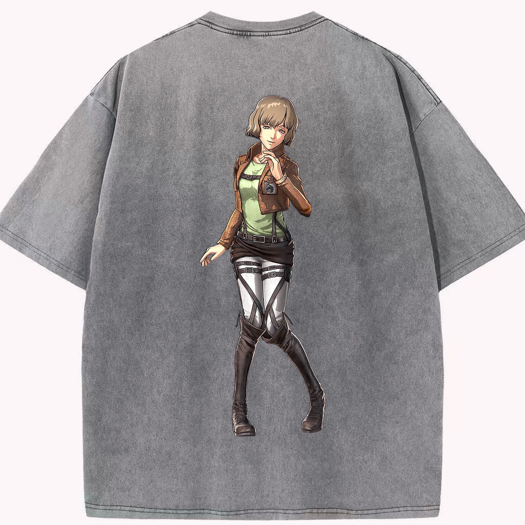 （画像用） 進撃の巨人 ヒツチ Attack on Titan Hitch 綿100% ヴィンテージ風 半袖Tシャツ（背面プリント）