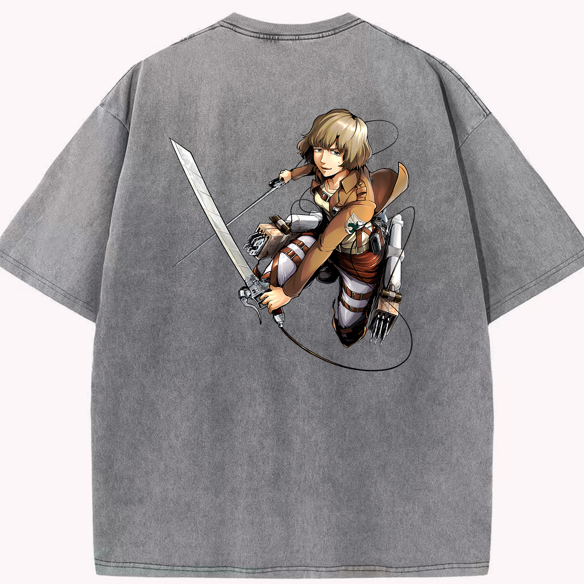 （画像用） 進撃の巨人 ヒツチ Attack on Titan Hitch 綿100% ヴィンテージ風 半袖Tシャツ（背面プリント）