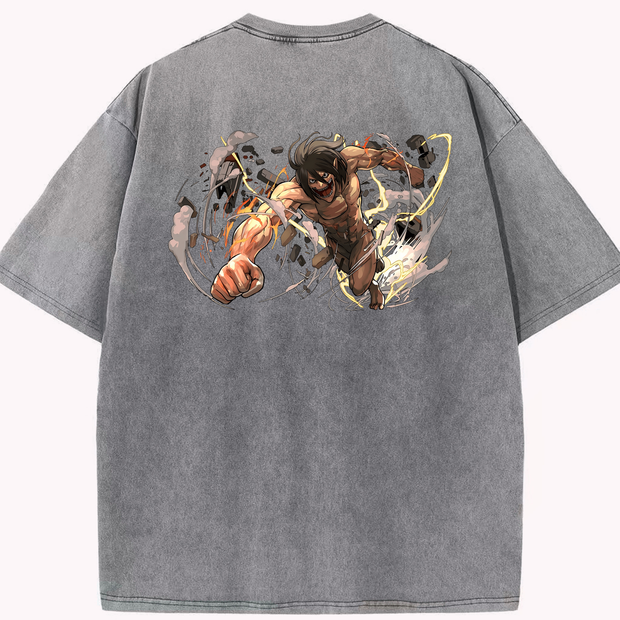 （画像用） 進撃の巨人 Attack on Titan 綿100% ヴィンテージ風 半袖Tシャツ（背面プリント）