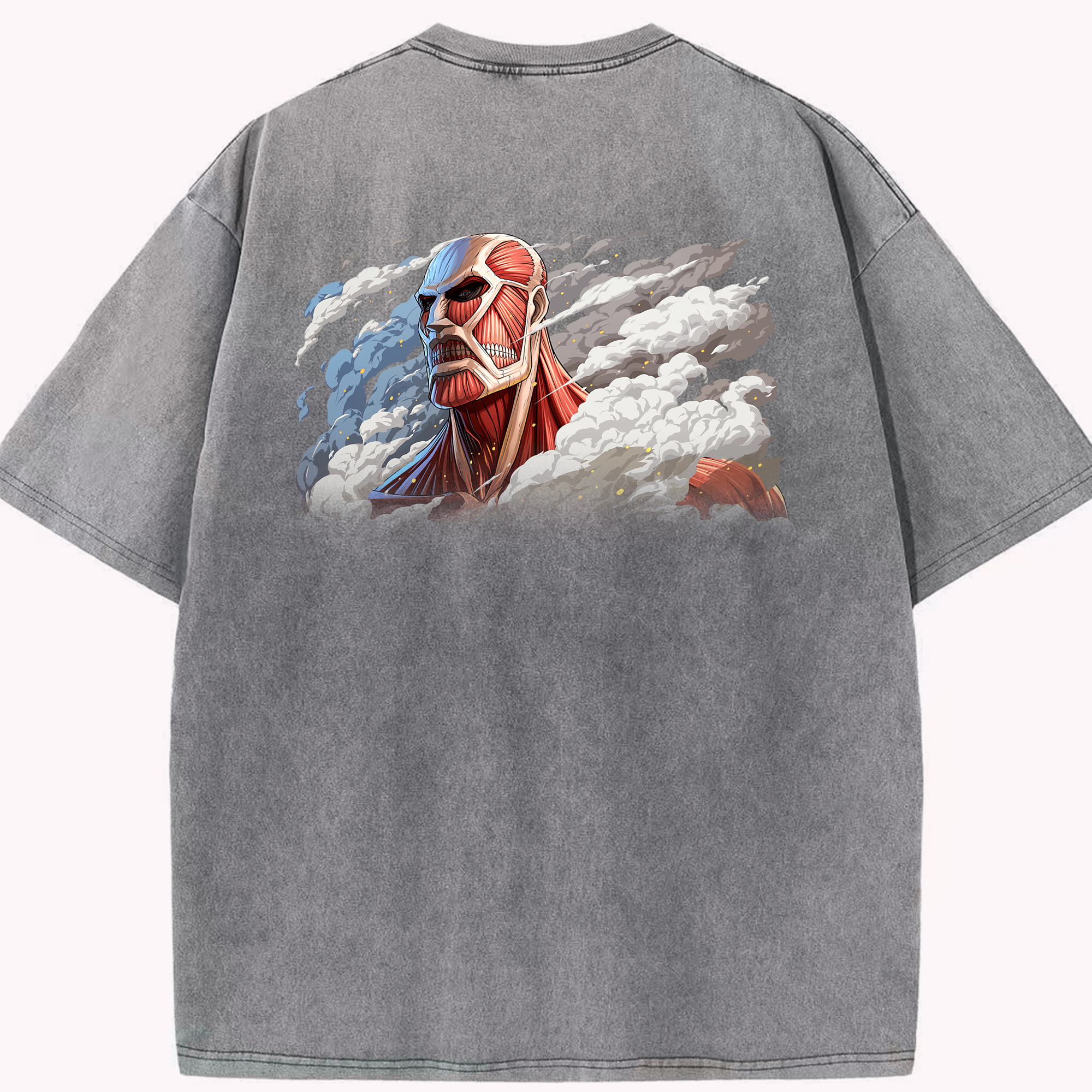 （画像用） 進撃の巨人 Attack on Titan 綿100% ヴィンテージ風 半袖Tシャツ（背面プリント）