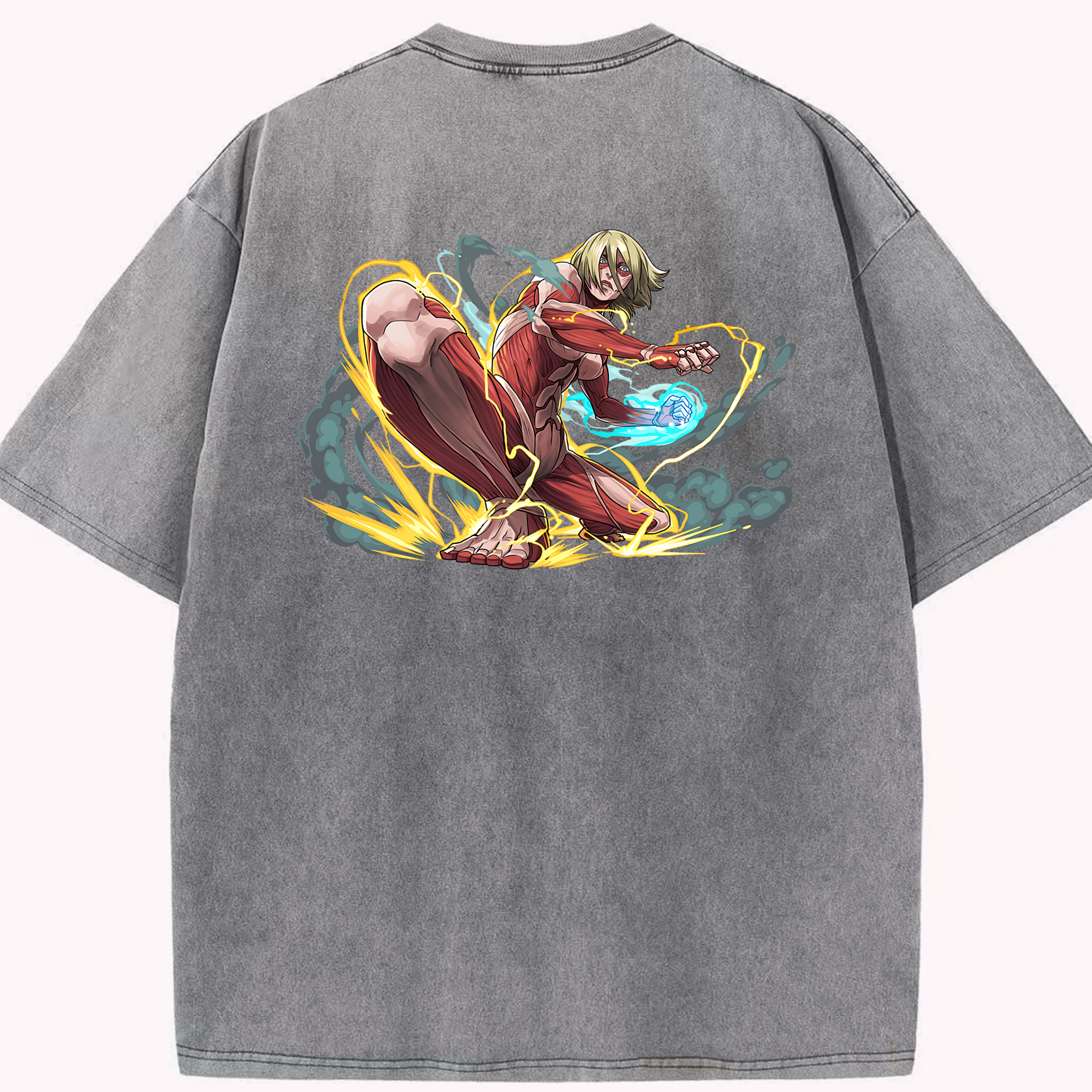 （画像用） 進撃の巨人 Attack on Titan 綿100% ヴィンテージ風 半袖Tシャツ（背面プリント）
