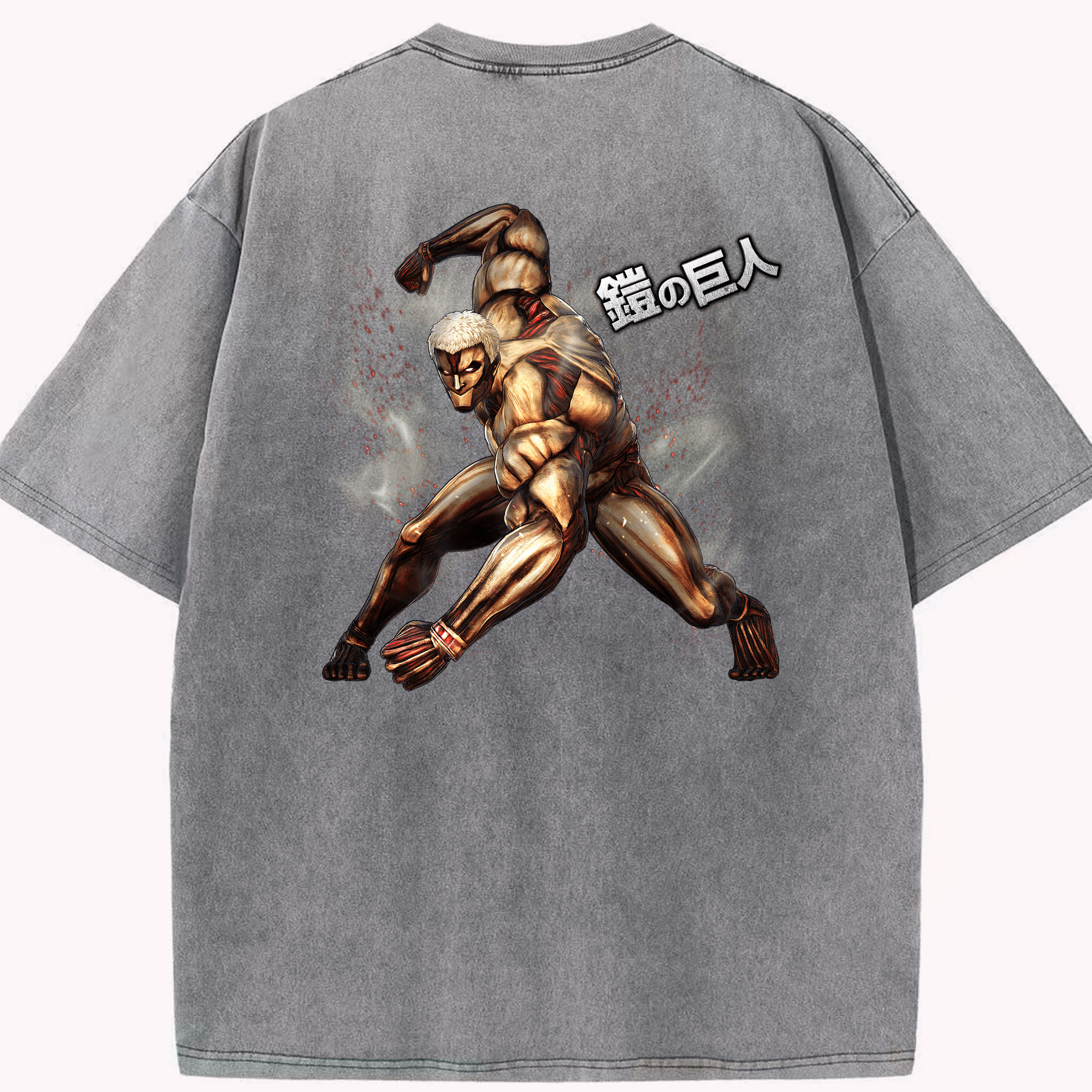 （画像用） 進撃の巨人 Attack on Titan 綿100% ヴィンテージ風 半袖Tシャツ（背面プリント）