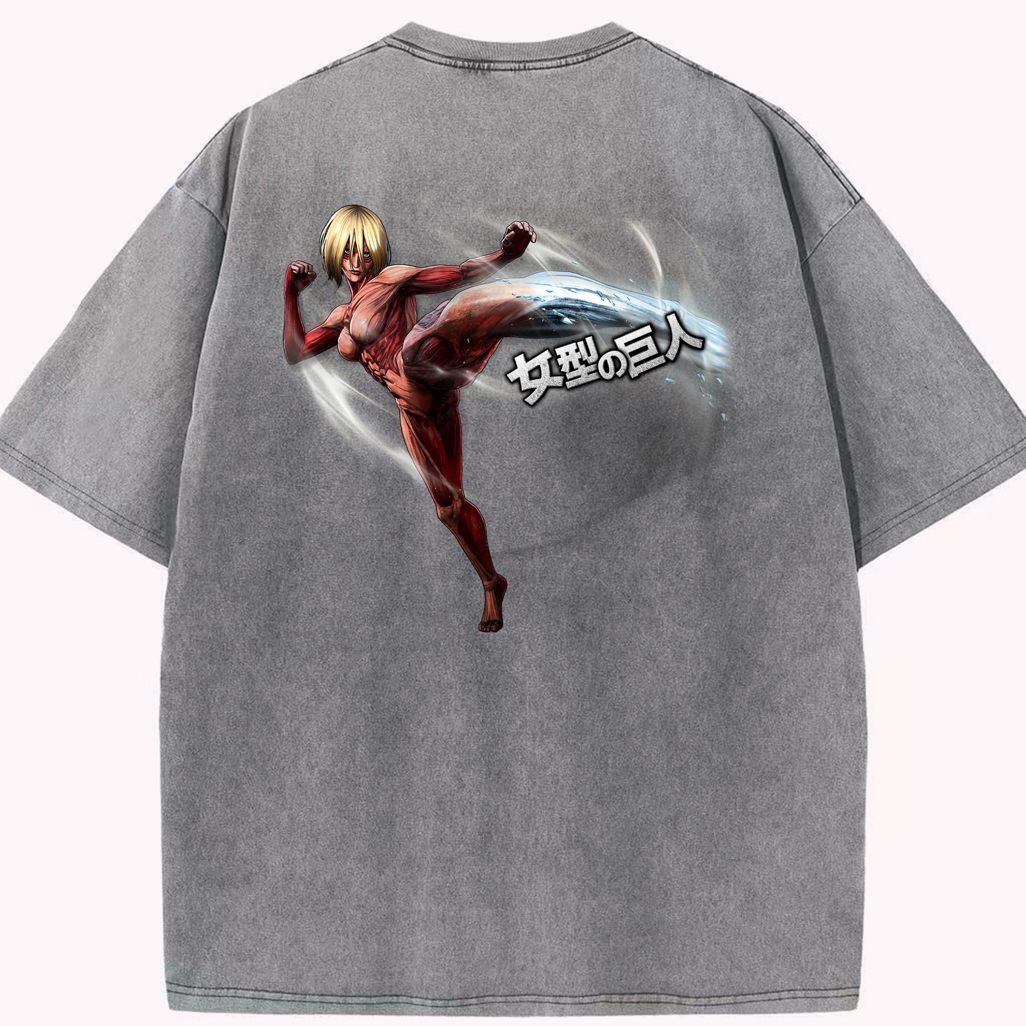 （画像用） 進撃の巨人 Attack on Titan 綿100% ヴィンテージ風 半袖Tシャツ（背面プリント）