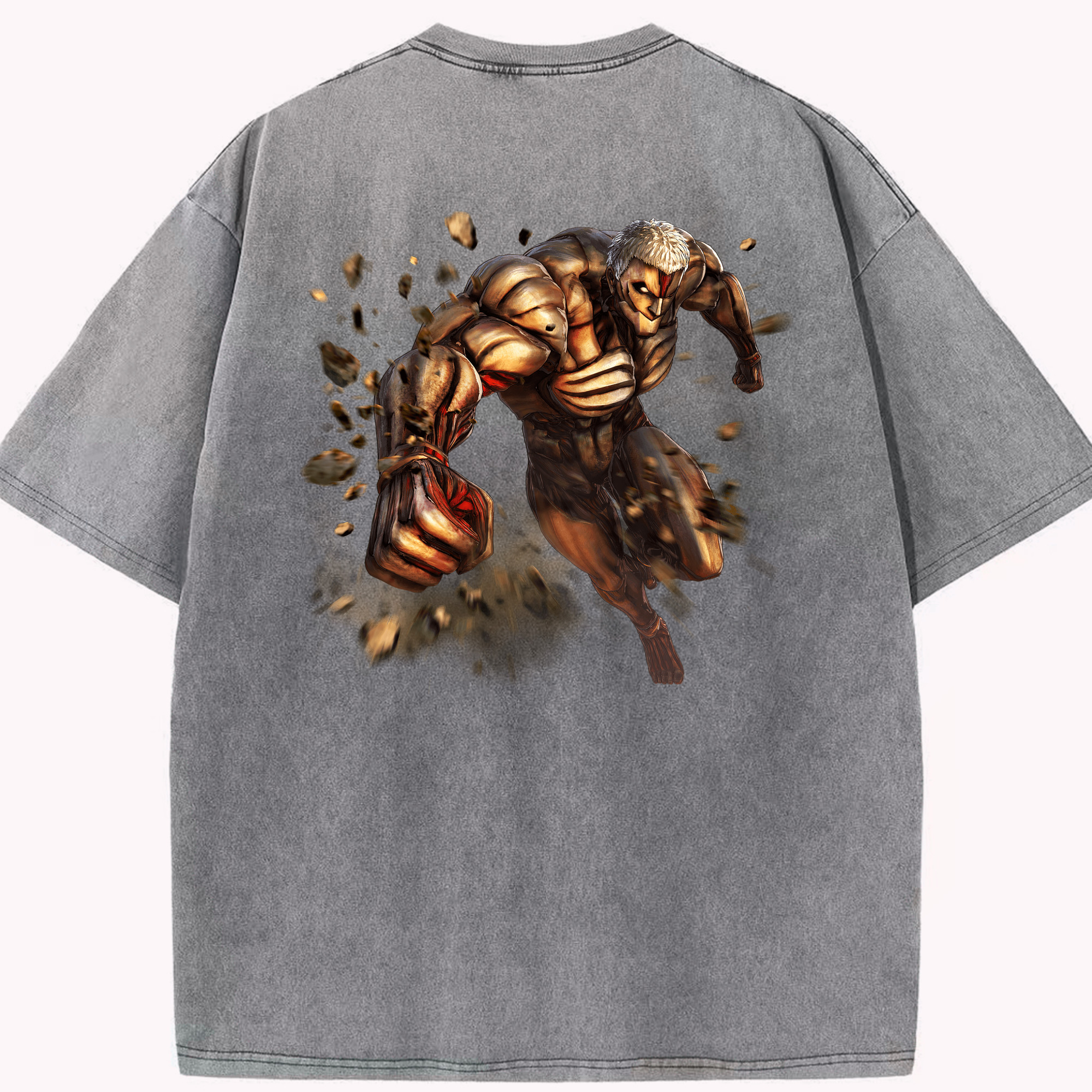 （画像用） 進撃の巨人 Attack on Titan 綿100% ヴィンテージ風 半袖Tシャツ（背面プリント）
