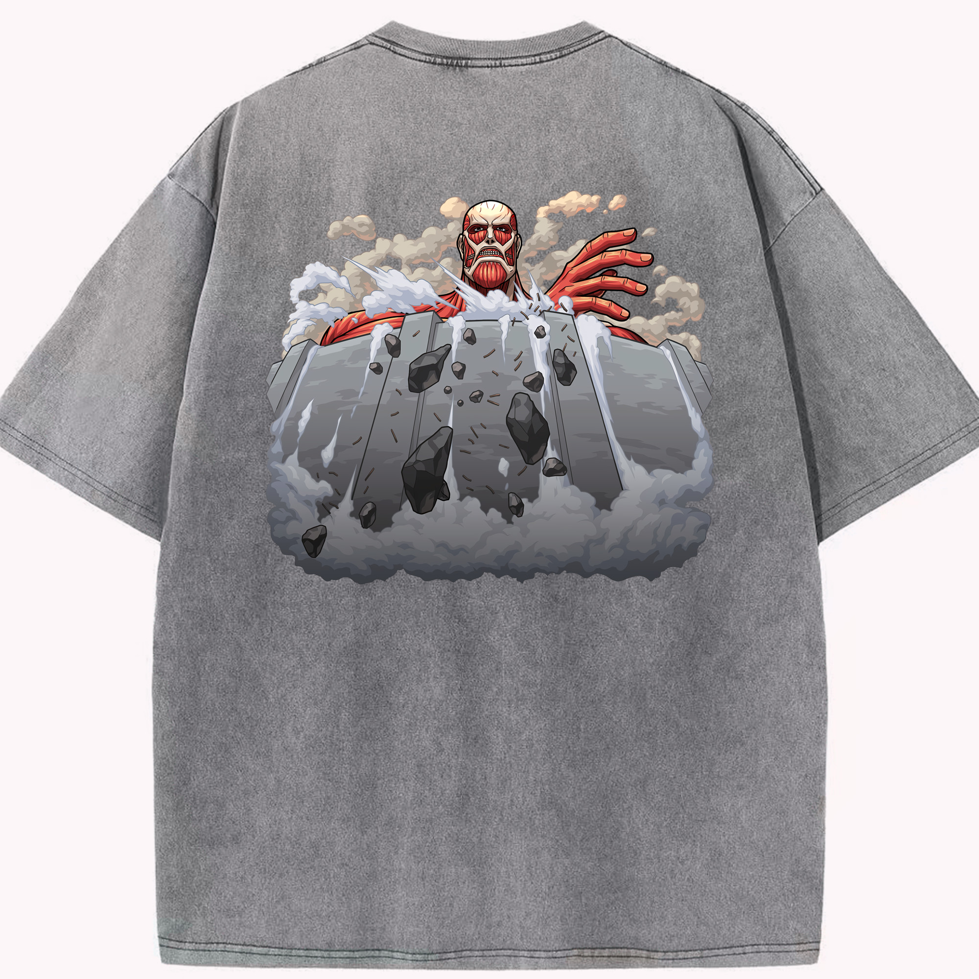 （画像用） 進撃の巨人 Attack on Titan 綿100% ヴィンテージ風 半袖Tシャツ（背面プリント）