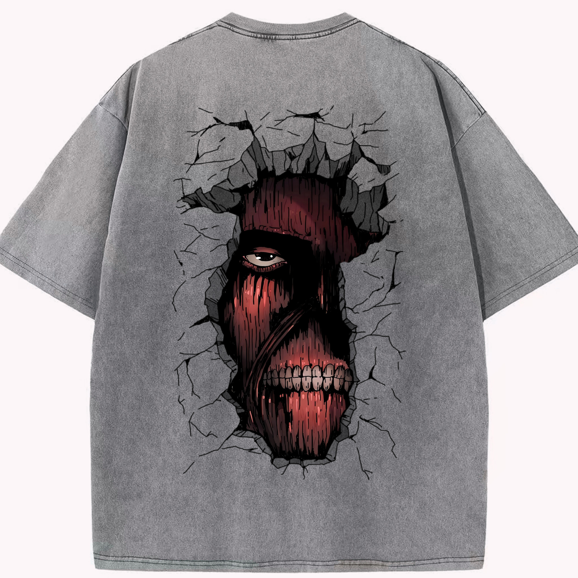 （画像用） 進撃の巨人 Attack on Titan 綿100% ヴィンテージ風 半袖Tシャツ（背面プリント）