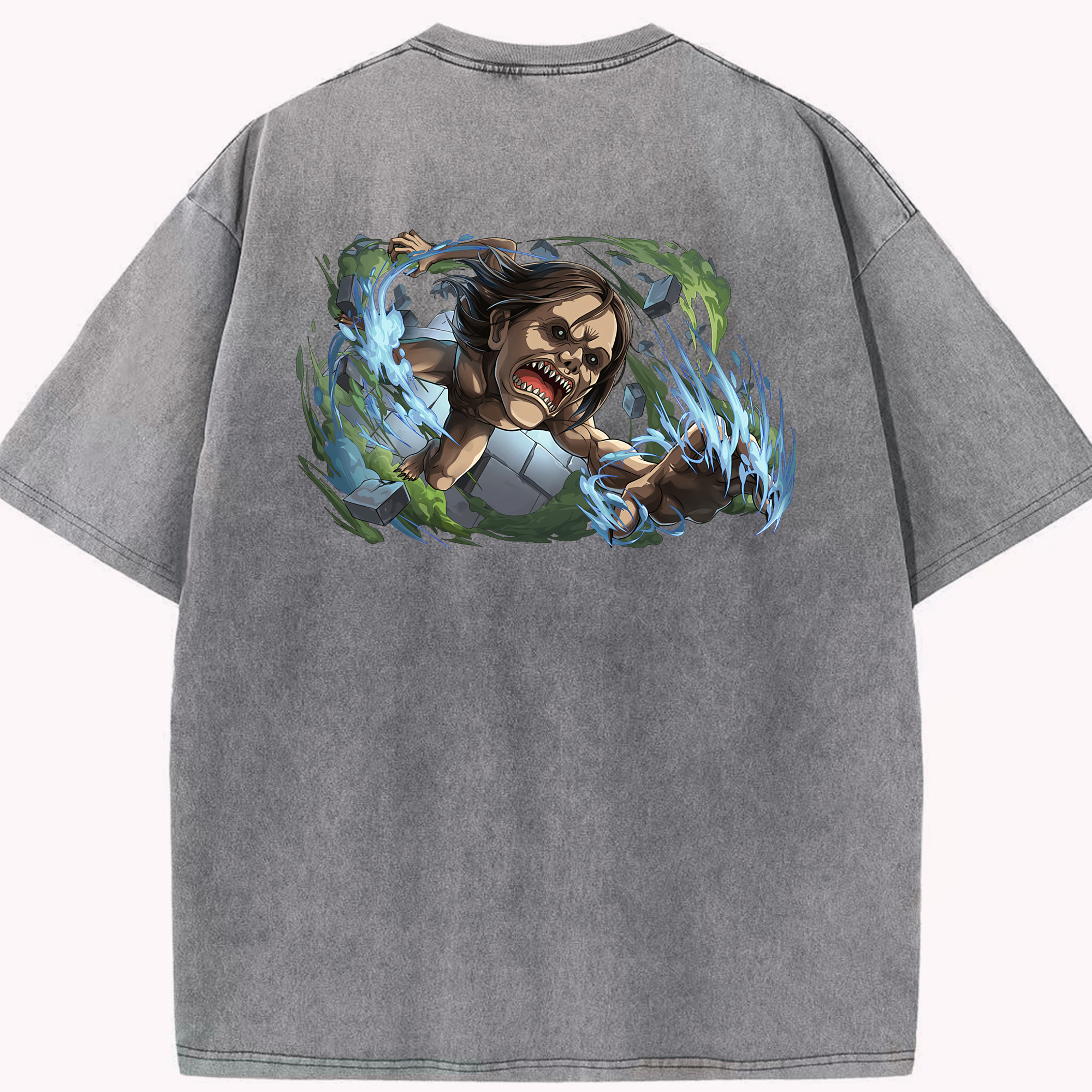 （画像用） 進撃の巨人 Attack on Titan 綿100% ヴィンテージ風 半袖Tシャツ（背面プリント）