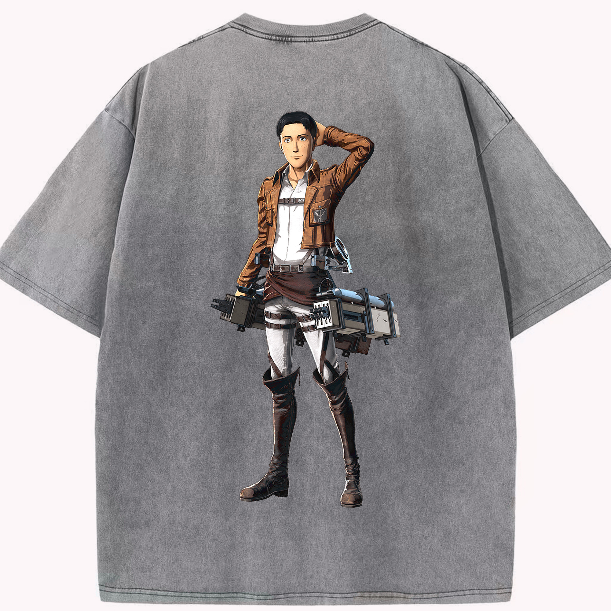 （画像用） 進撃の巨人 Attack on Titan 綿100% ヴィンテージ風 半袖Tシャツ（背面プリント）