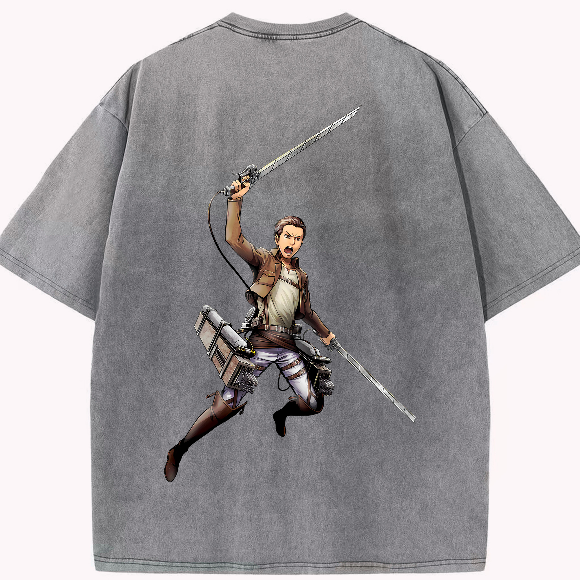 （画像用） 進撃の巨人 Attack on Titan 綿100% ヴィンテージ風 半袖Tシャツ（背面プリント）