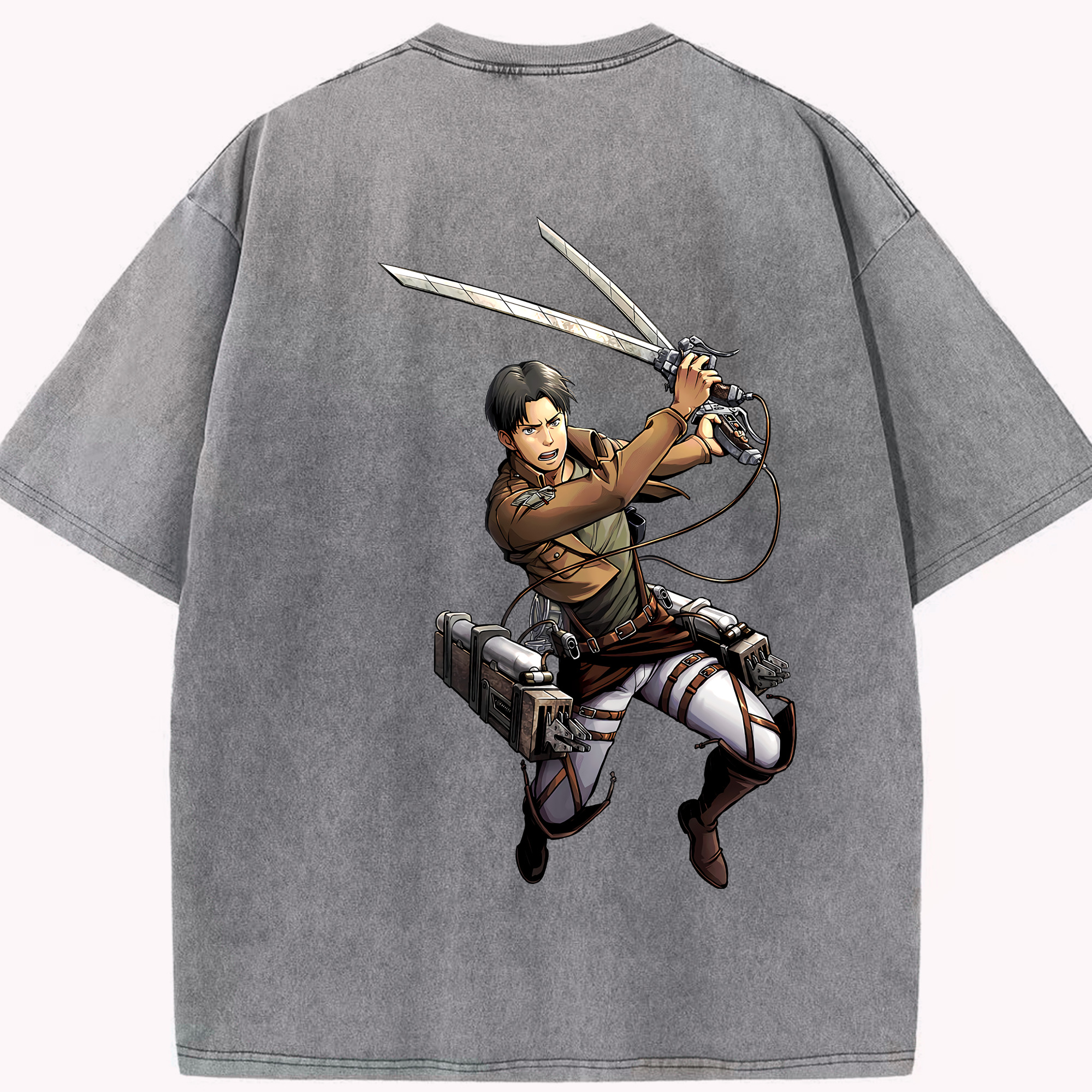 （画像用） 進撃の巨人 Attack on Titan 綿100% ヴィンテージ風 半袖Tシャツ（背面プリント）