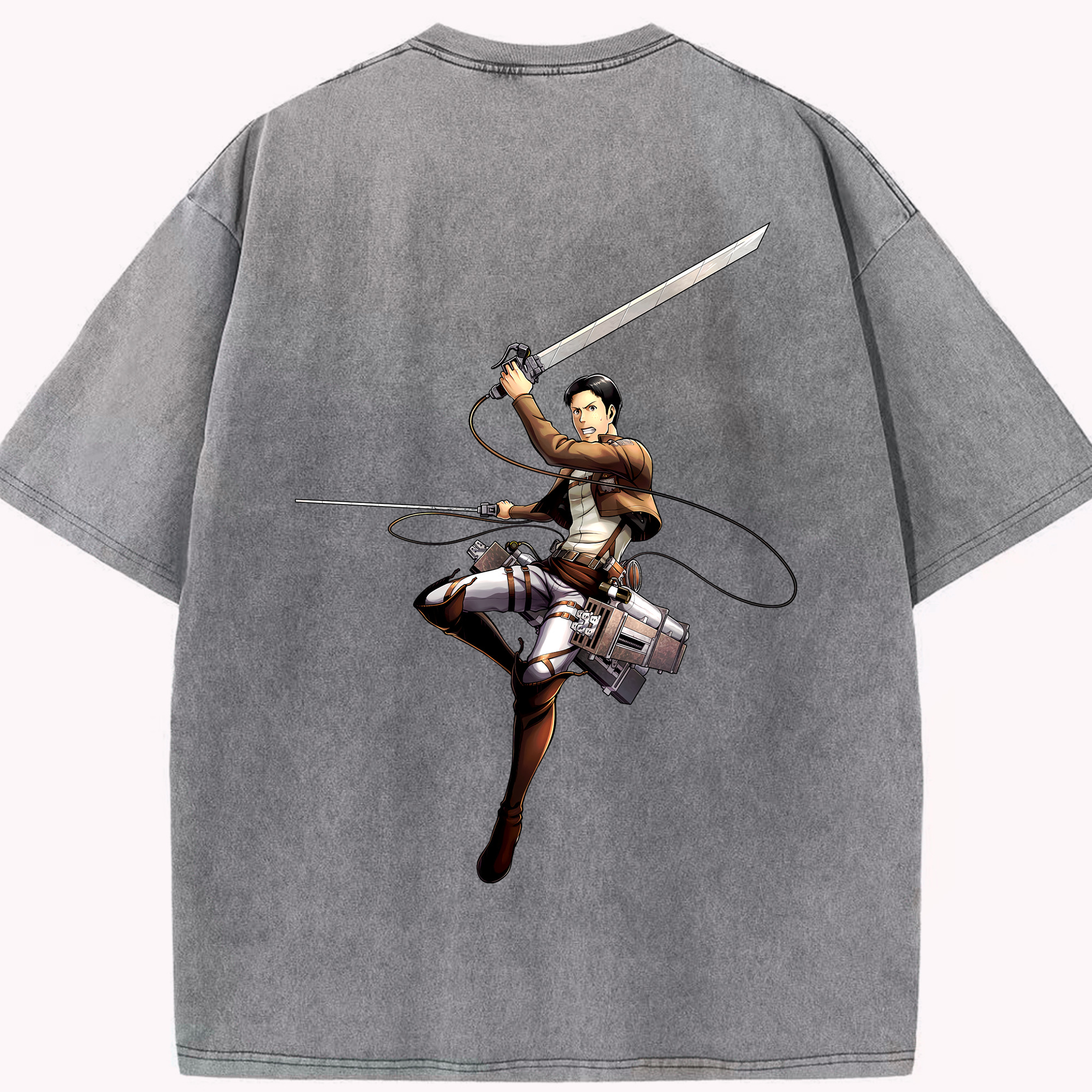 （画像用） 進撃の巨人 Attack on Titan 綿100% ヴィンテージ風 半袖Tシャツ（背面プリント）