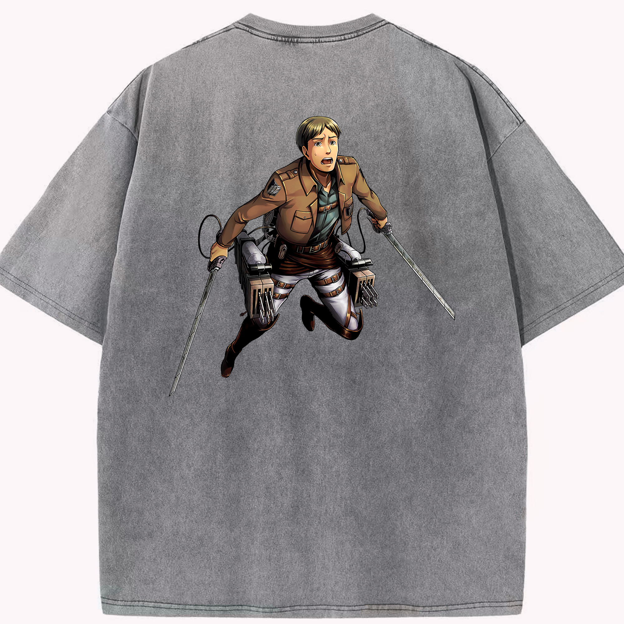 （画像用） 進撃の巨人 Attack on Titan 綿100% ヴィンテージ風 半袖Tシャツ（背面プリント）