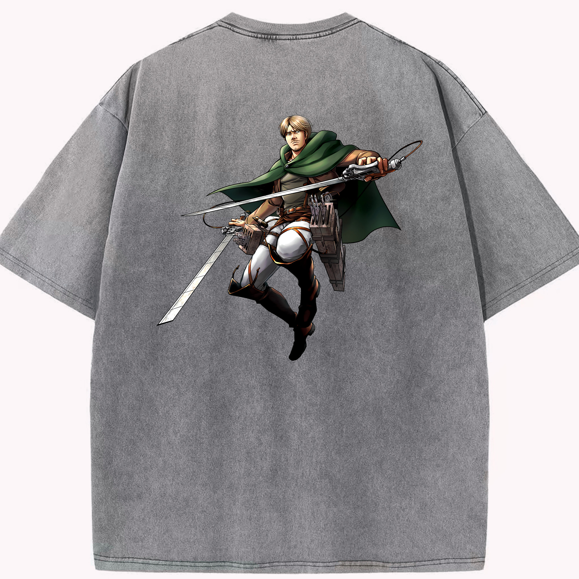 （画像用） 進撃の巨人 Attack on Titan 綿100% ヴィンテージ風 半袖Tシャツ（背面プリント）