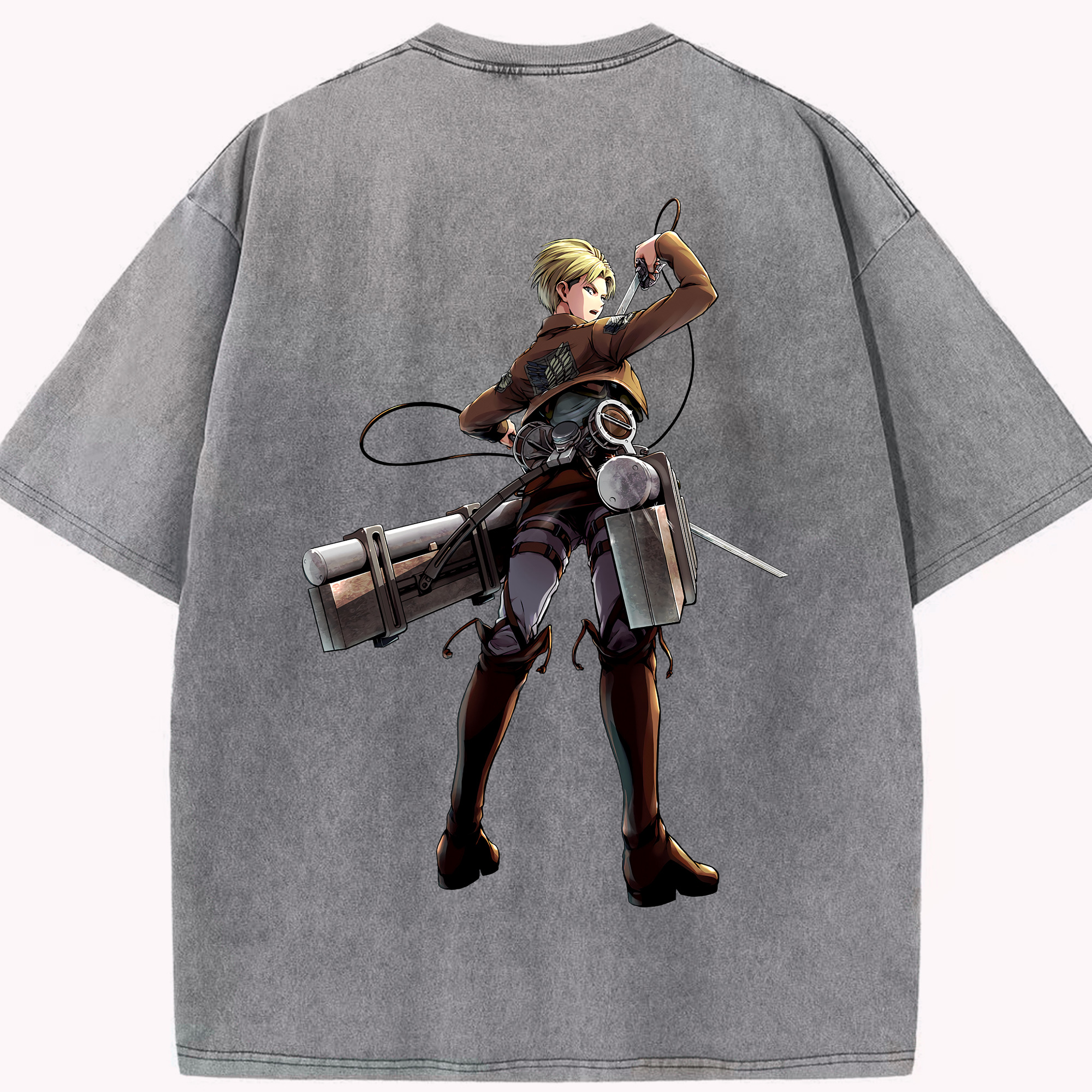 （画像用） 進撃の巨人 Attack on Titan 綿100% ヴィンテージ風 半袖Tシャツ（背面プリント）