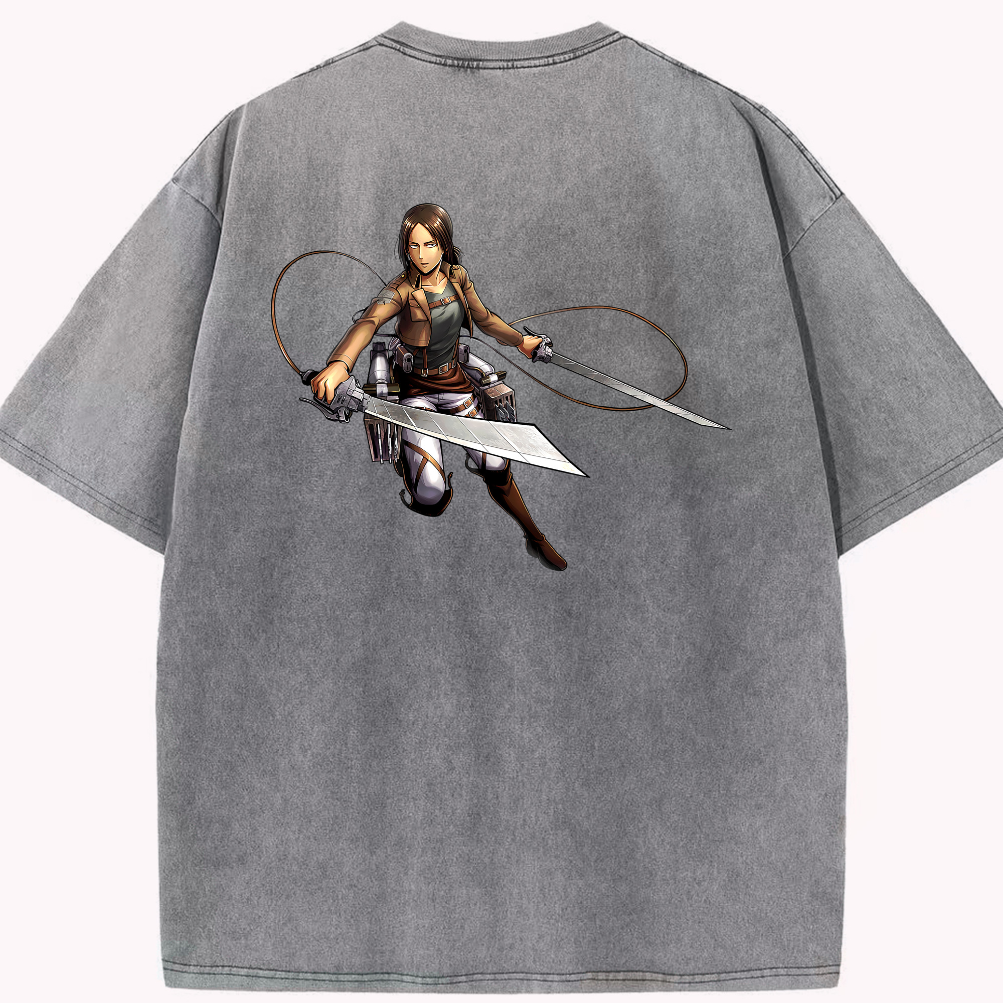 （画像用） 進撃の巨人 Attack on Titan 綿100% ヴィンテージ風 半袖Tシャツ（背面プリント）