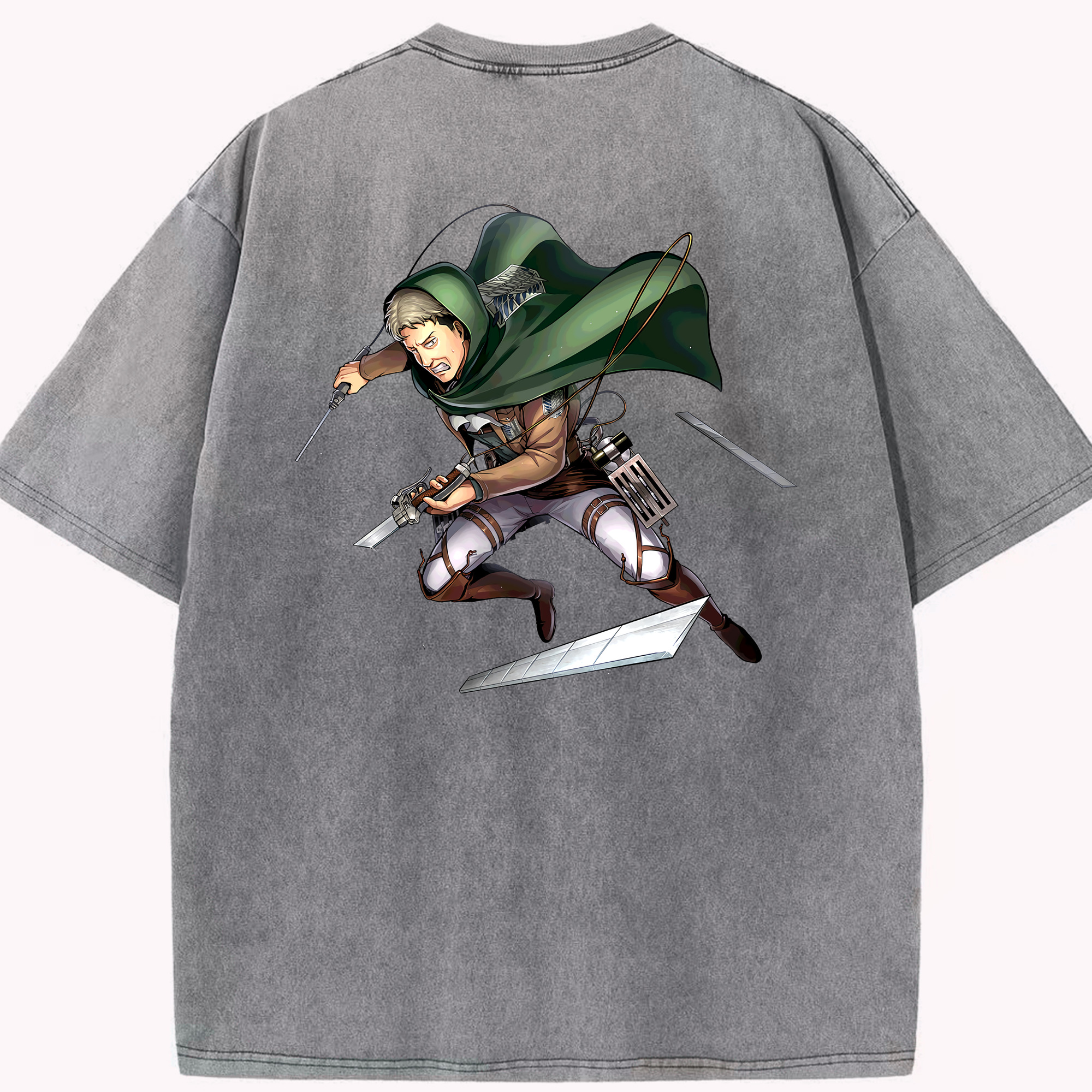 （画像用） 進撃の巨人 Attack on Titan 綿100% ヴィンテージ風 半袖Tシャツ（背面プリント）