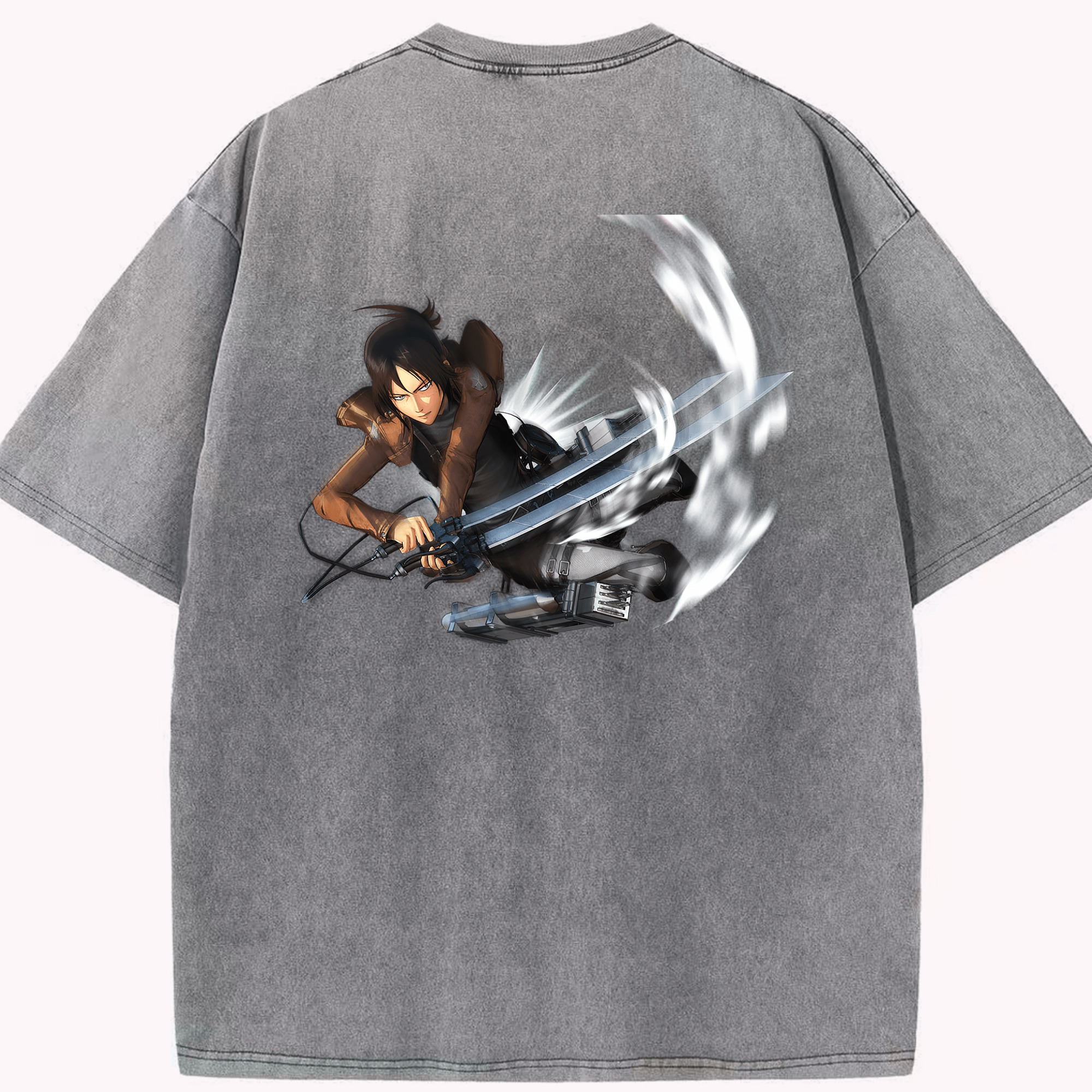 （画像用） 進撃の巨人 Attack on Titan 綿100% ヴィンテージ風 半袖Tシャツ（背面プリント）